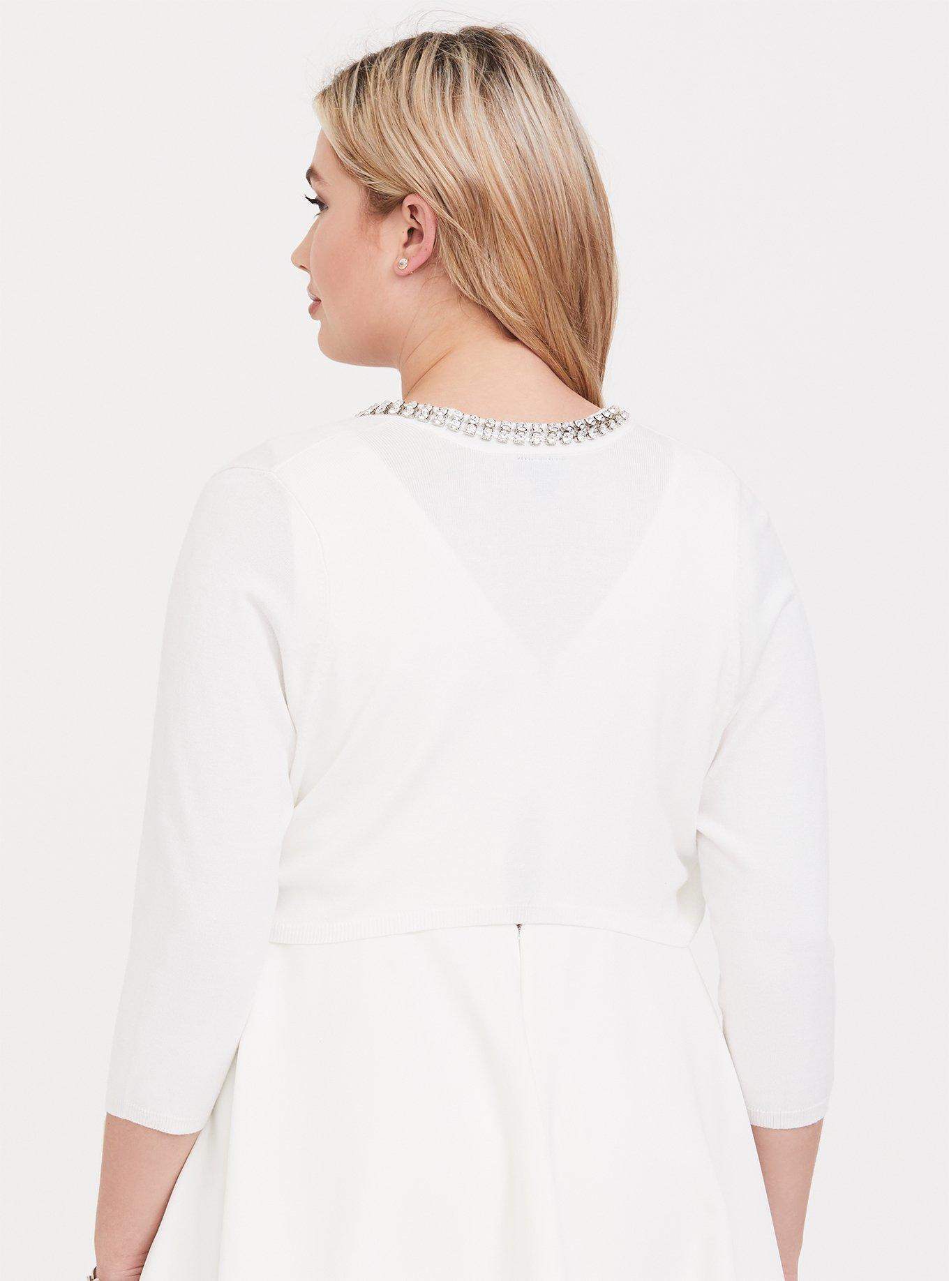 Plus Size Ivory Embellished Shrug, IVORY, alternate