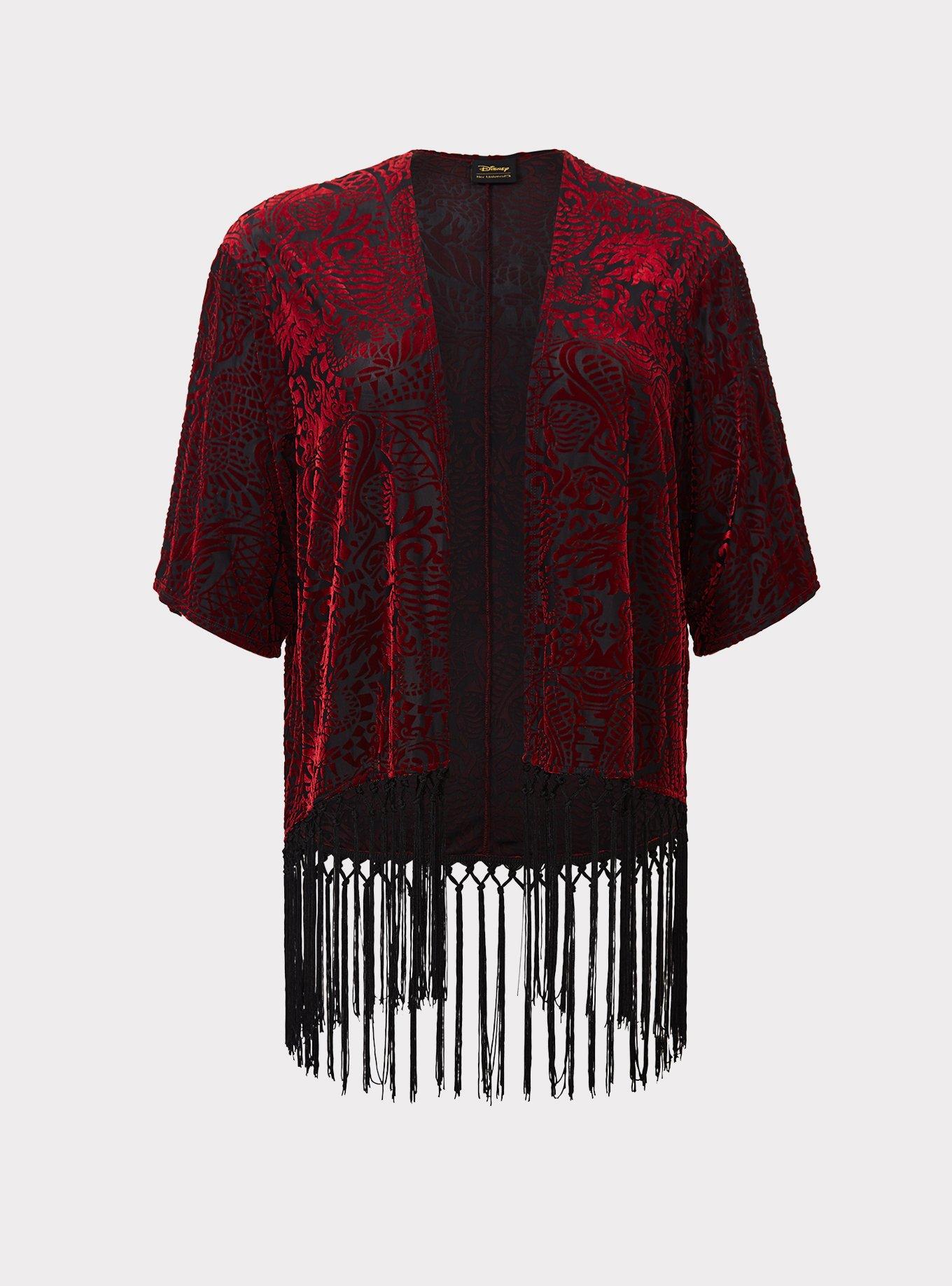 Plus Size Her Universe Jafar Fringe Kimono, RED, hi-res