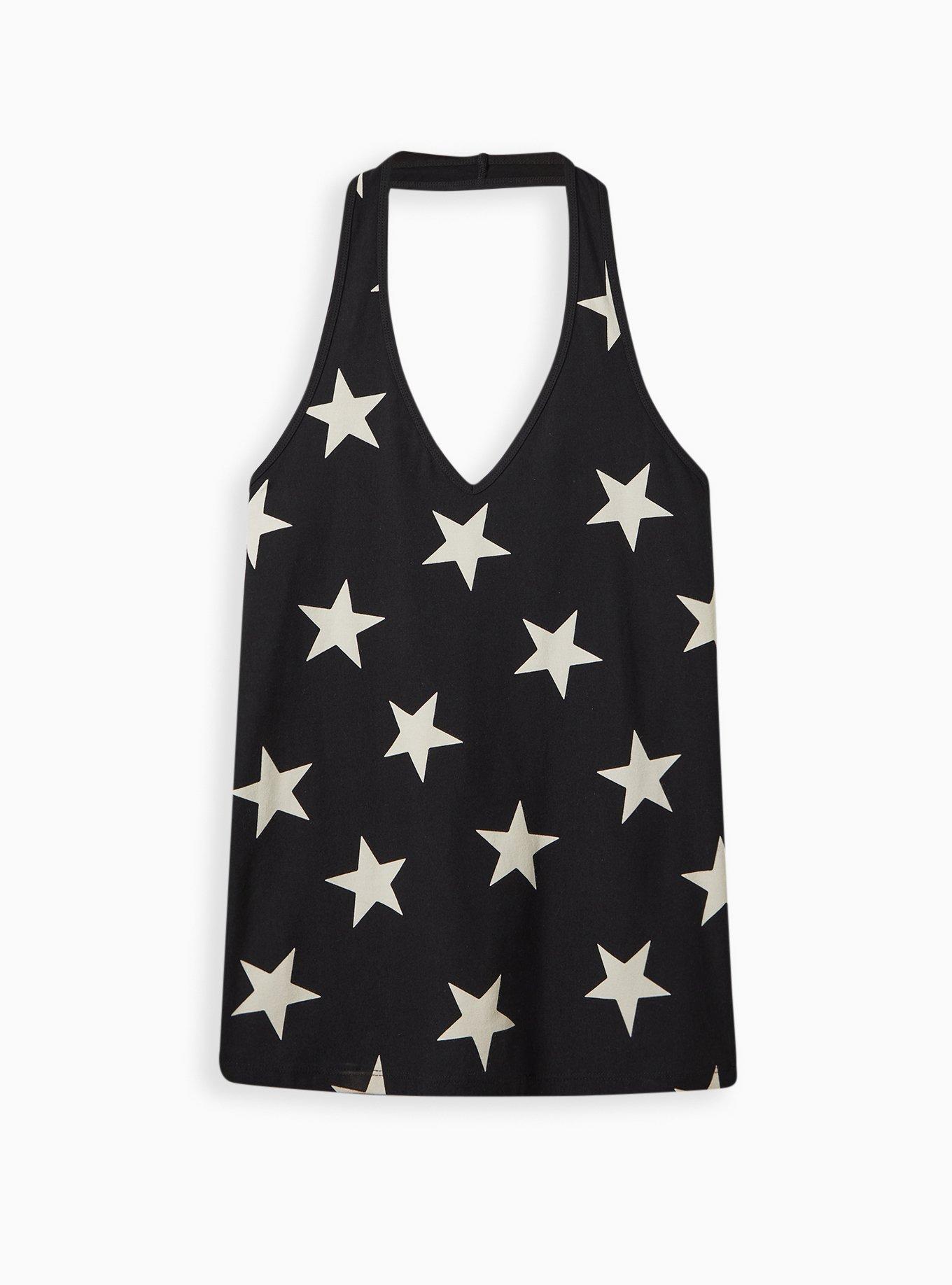 Foxy V-Neck Halter Top, BLACK STAR, hi-res