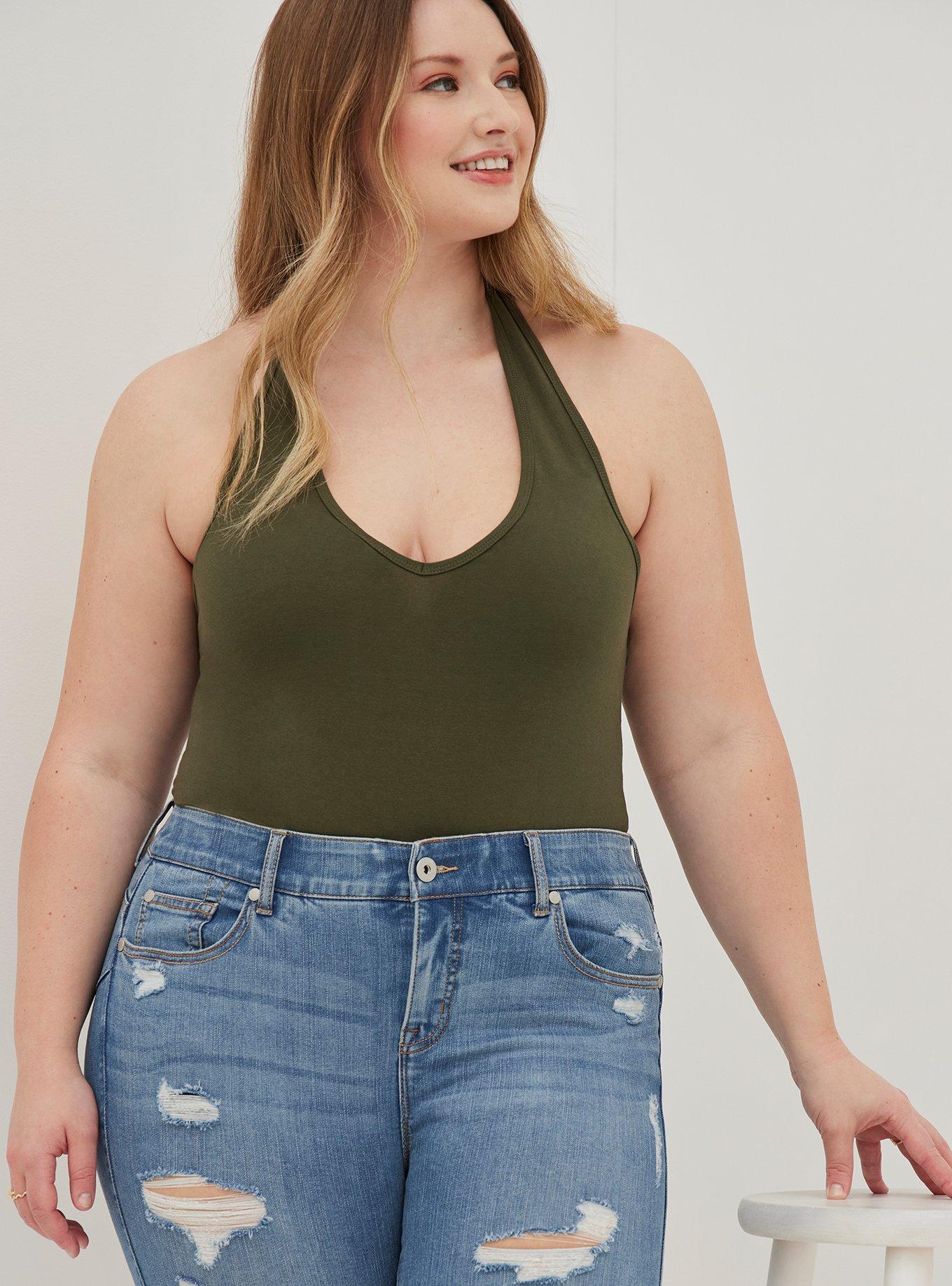 Plus Size Foxy V-Neck Halter Top, DEEP DEPTHS, hi-res