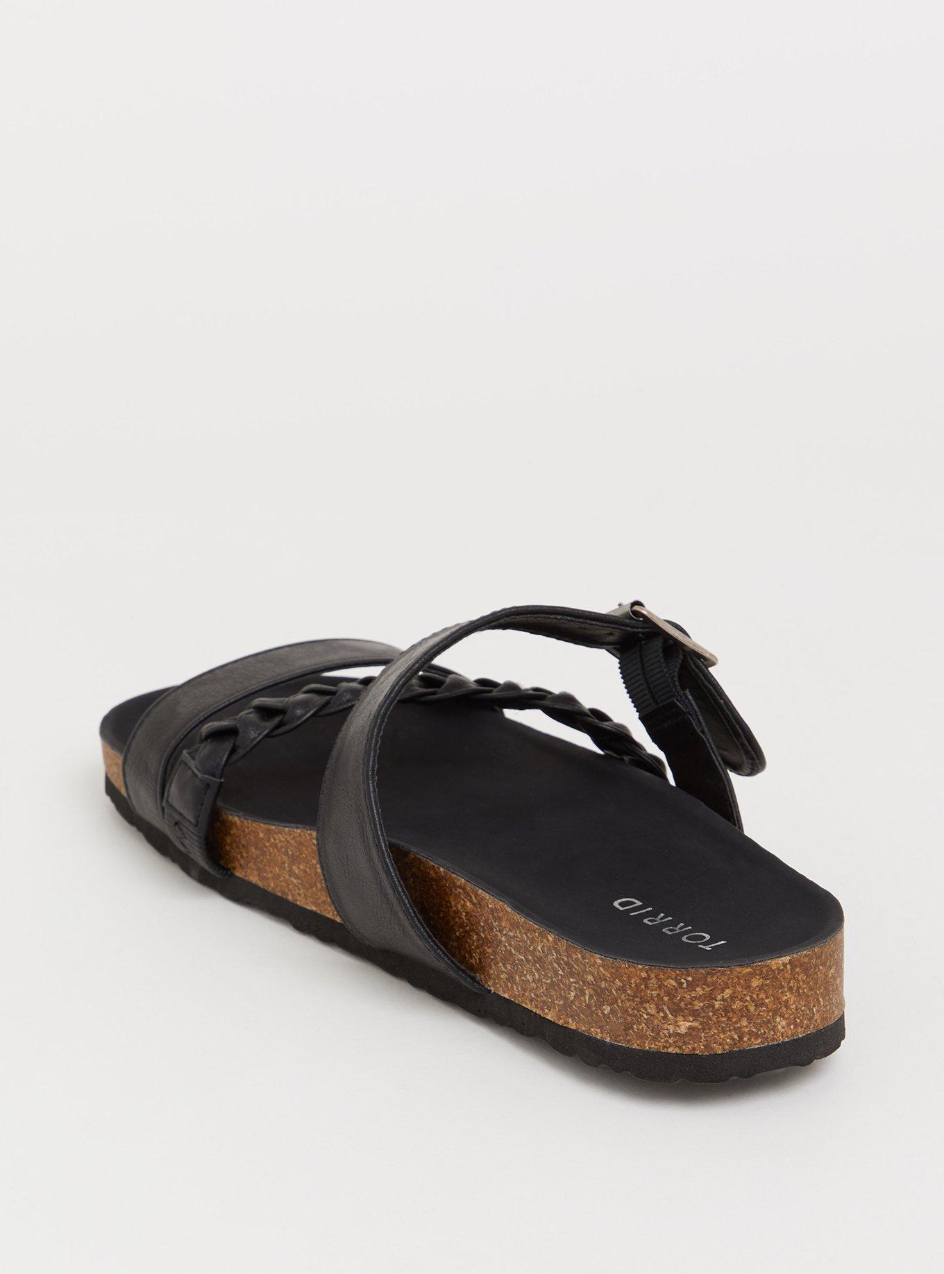 Plus Size Braided Slide Sandal (WW), BLACK, alternate