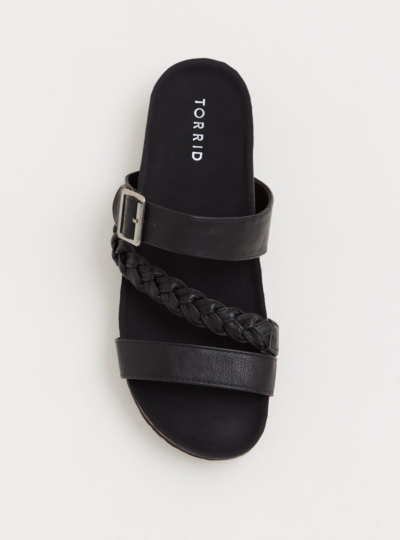 Plus Size Braided Slide Sandal (WW), BLACK, alternate
