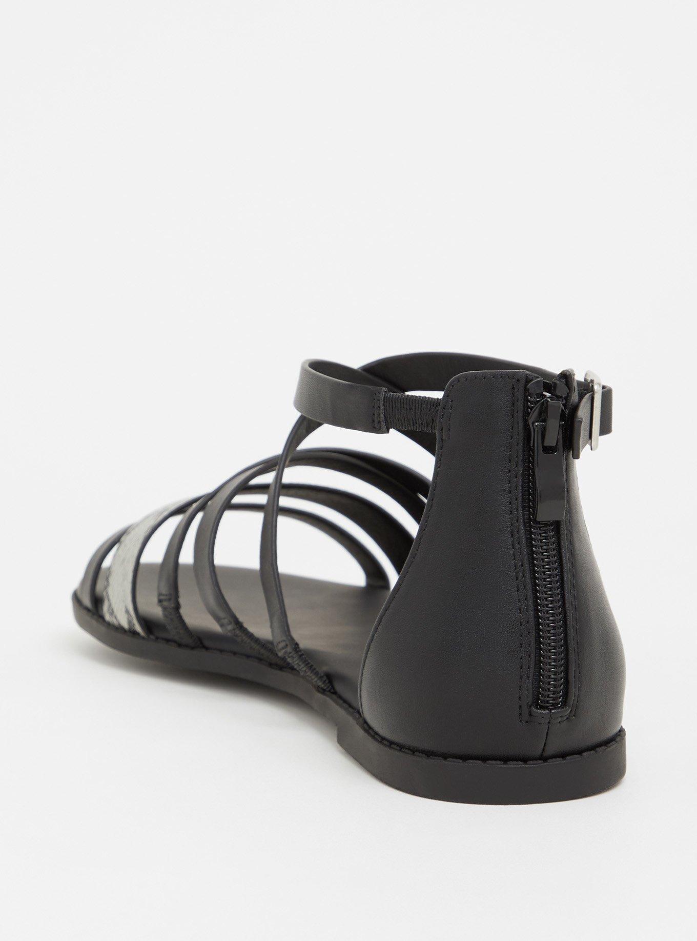 Printed Gladiator Sandal (WW), BLACK, alternate