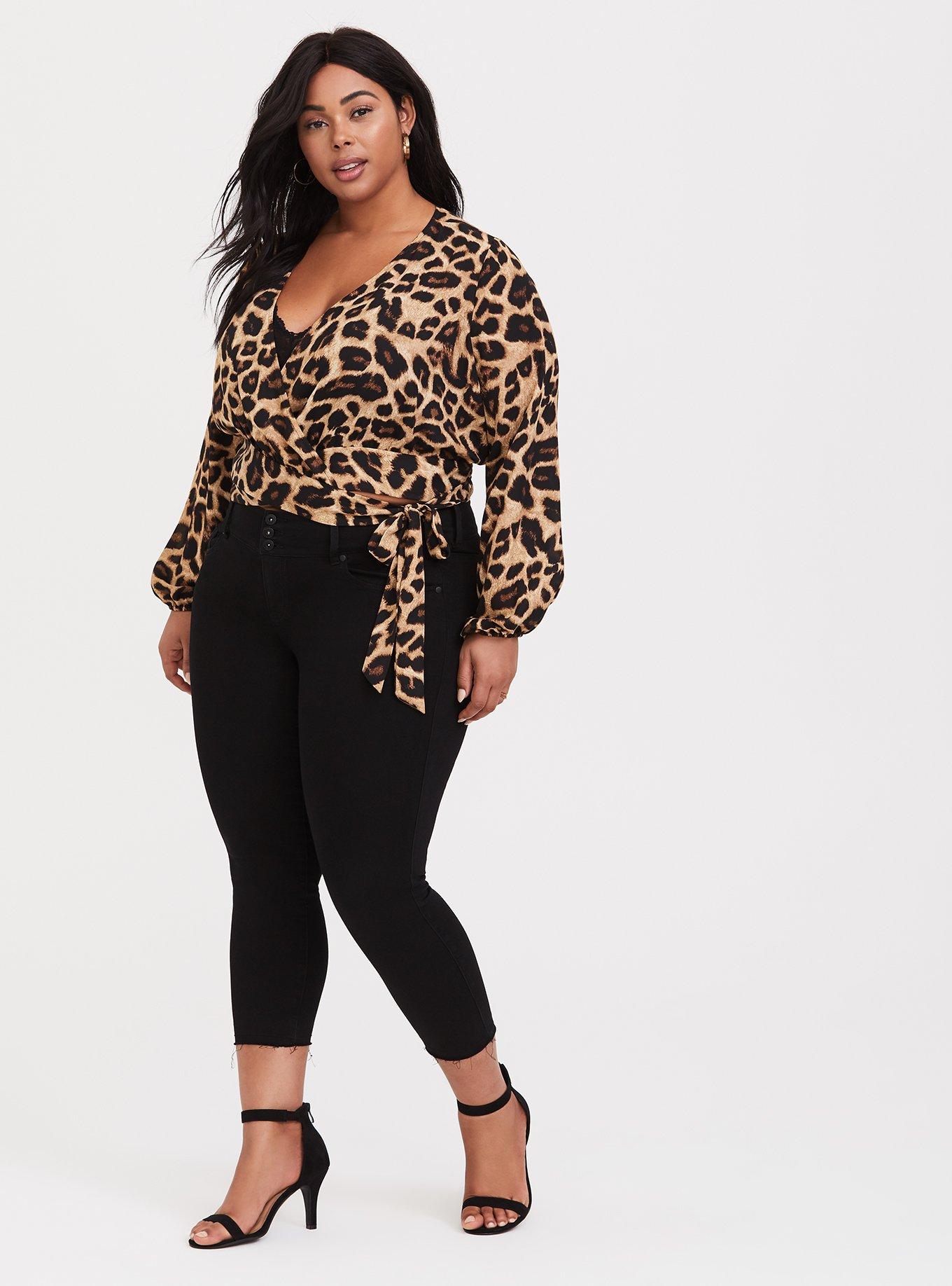 Torrid Leopard Print Black Active Pants Size 2X Plus (2) (Plus