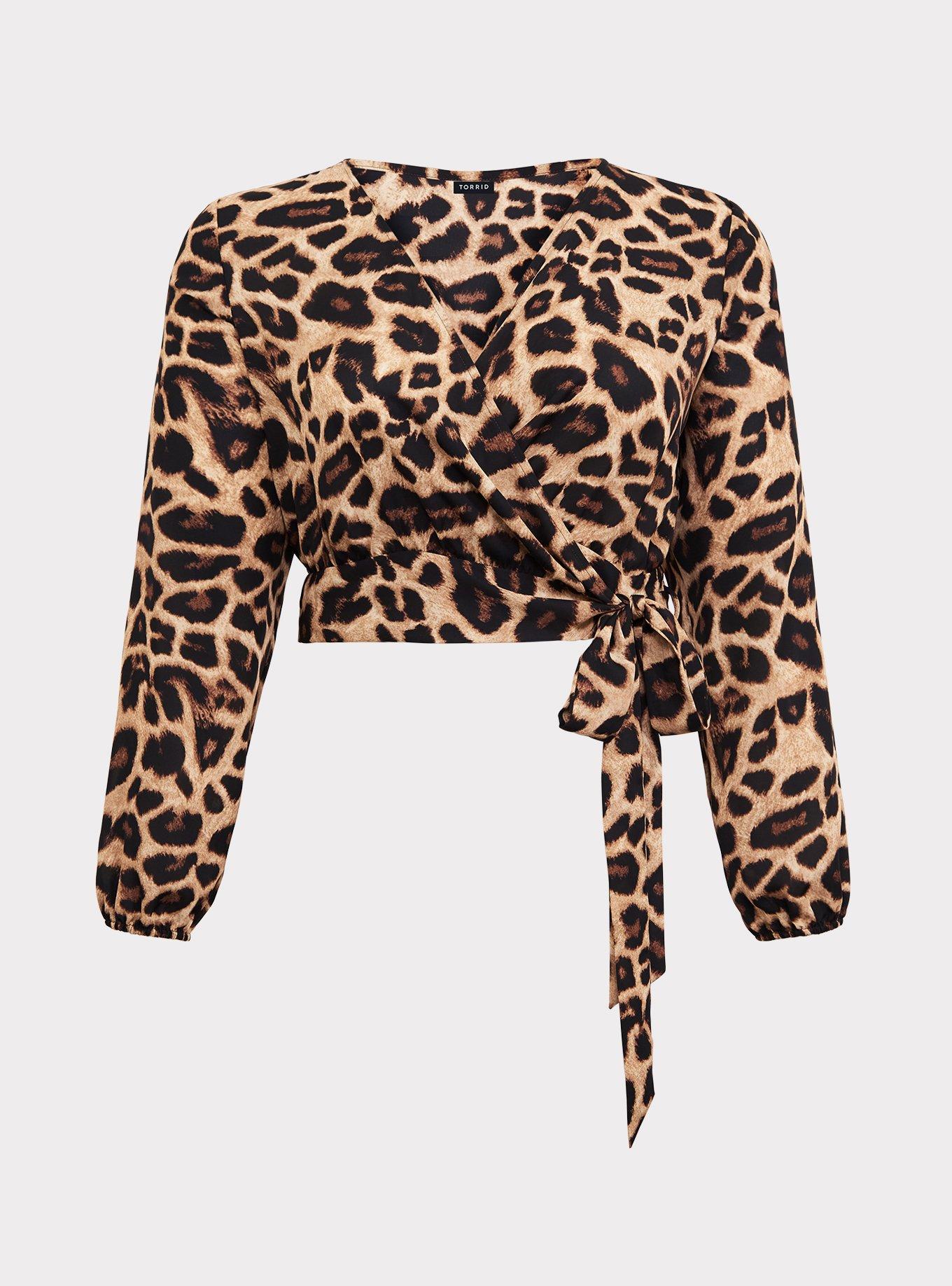 Leopard Wrap Blouse, , hi-res