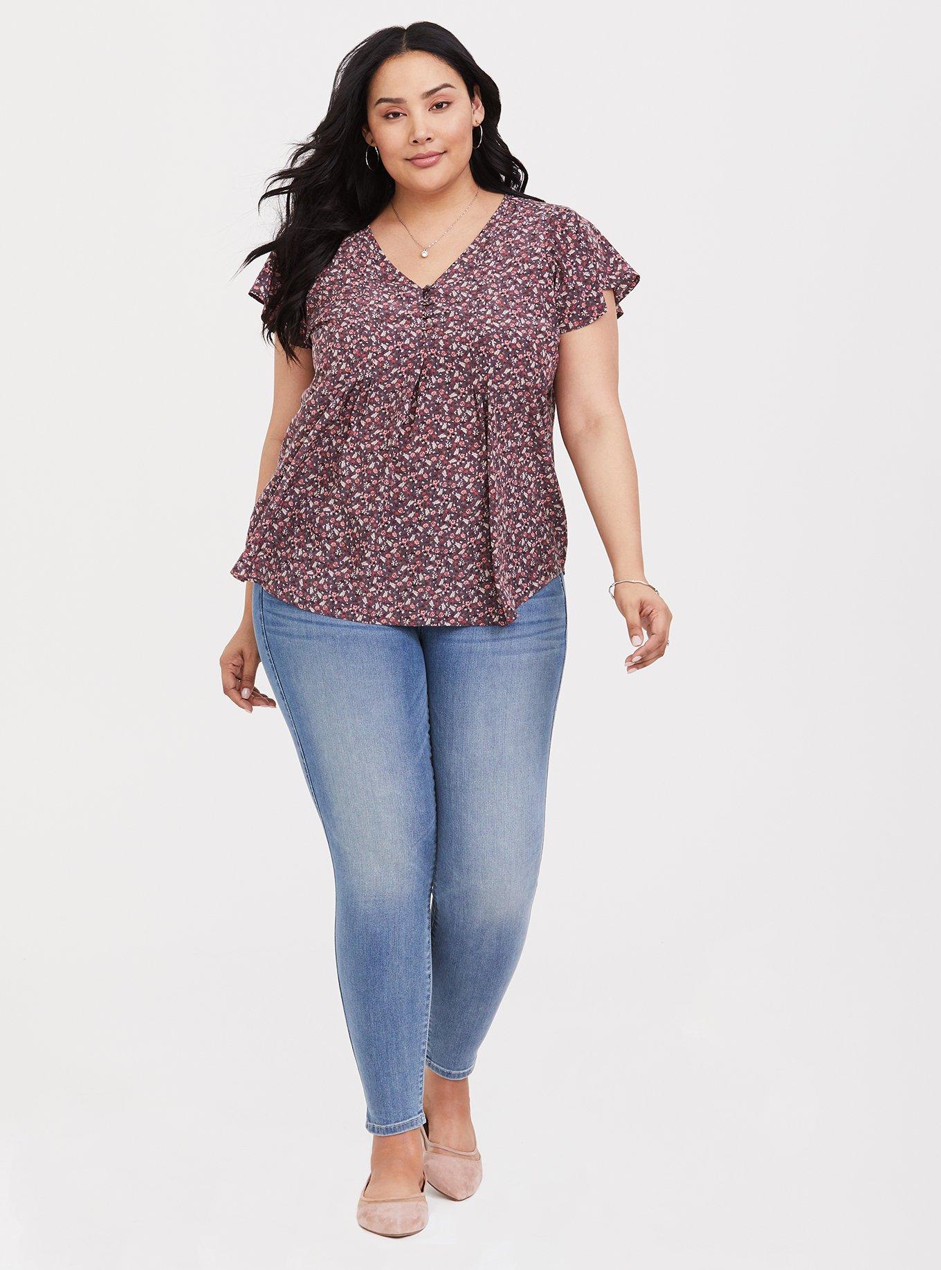 Plus Size - Mauve Purple Dusty Floral Blouse - Torrid