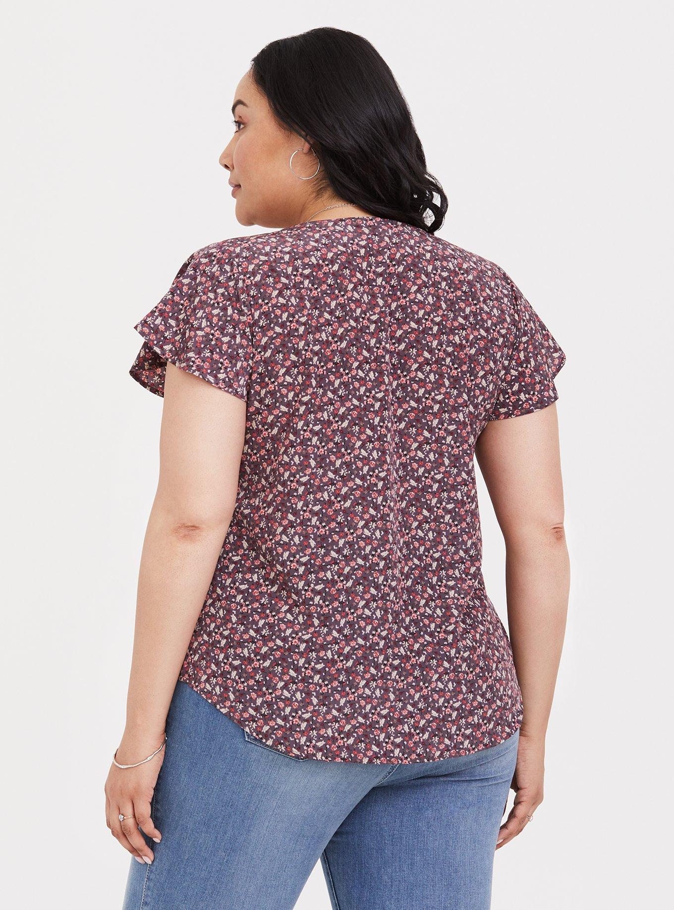 Mauve Purple Dusty Floral Blouse, FLORAL PURPLE, alternate