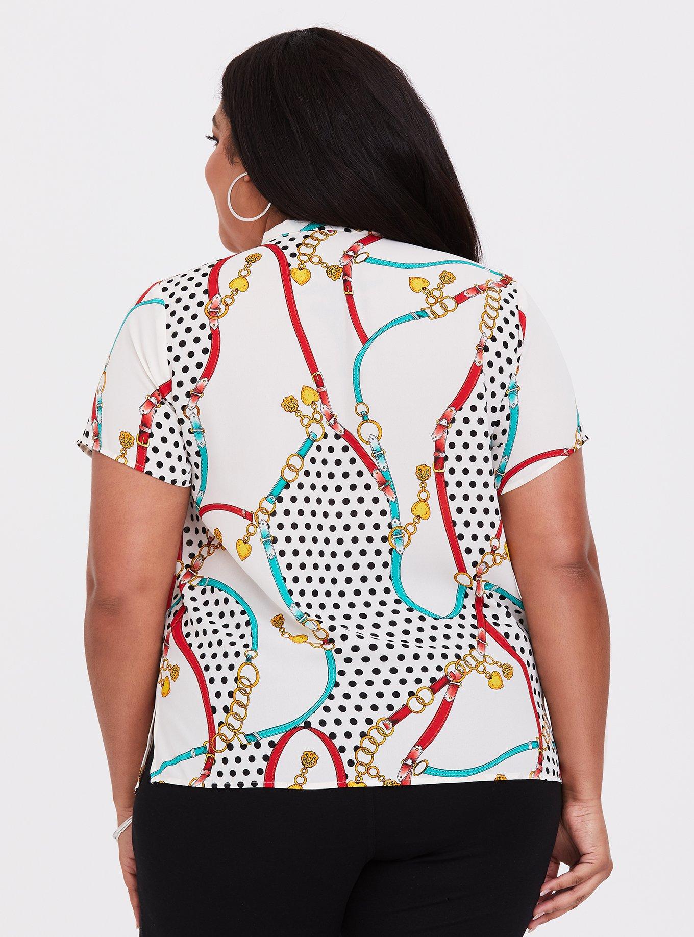 Ivory Chain Tie-Neck Blouse, MULTI, alternate