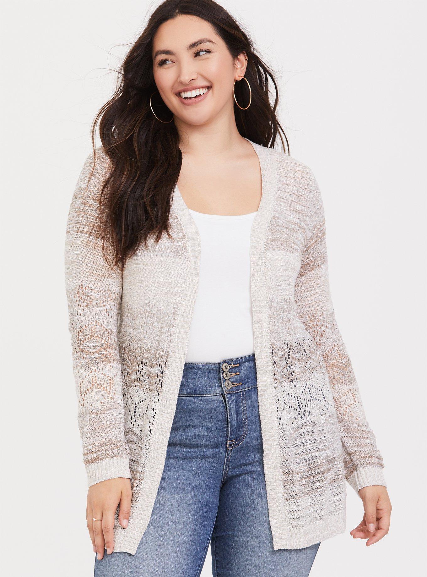 Plus Size - Tan Pointelle Cardigan - Torrid