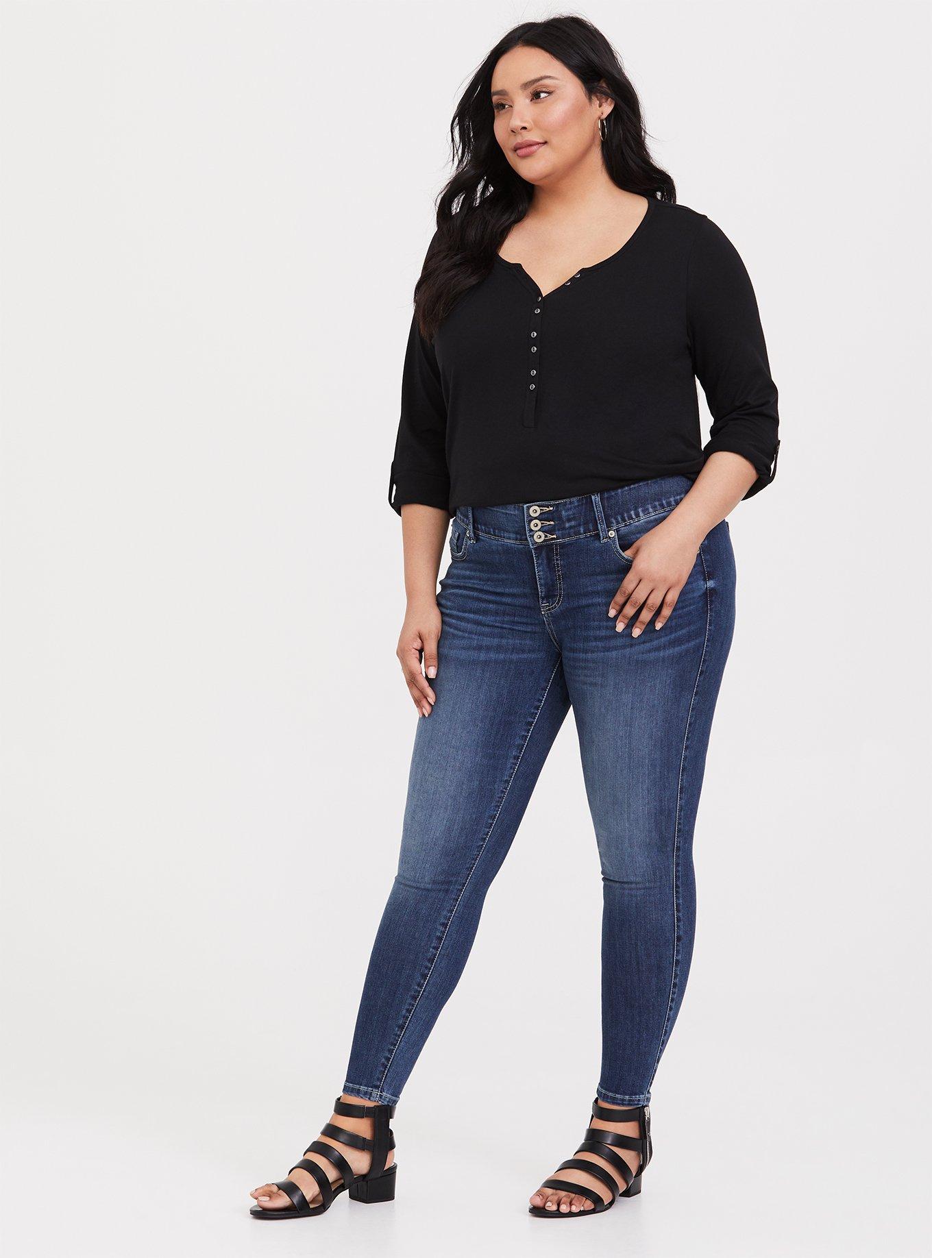 Plus Size Girlfriend Heritage Cotton Henley Long Sleeve Tee, , alternate