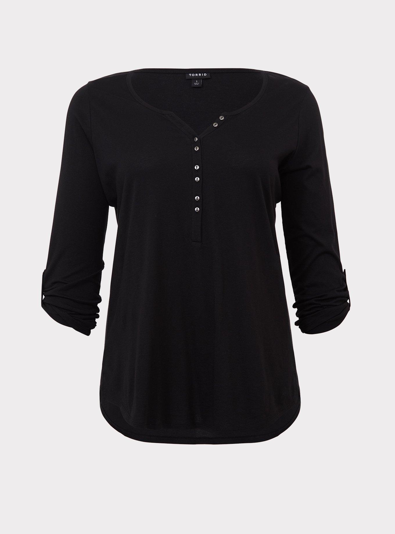 Plus Size Girlfriend Heritage Cotton Henley Long Sleeve Tee, , hi-res