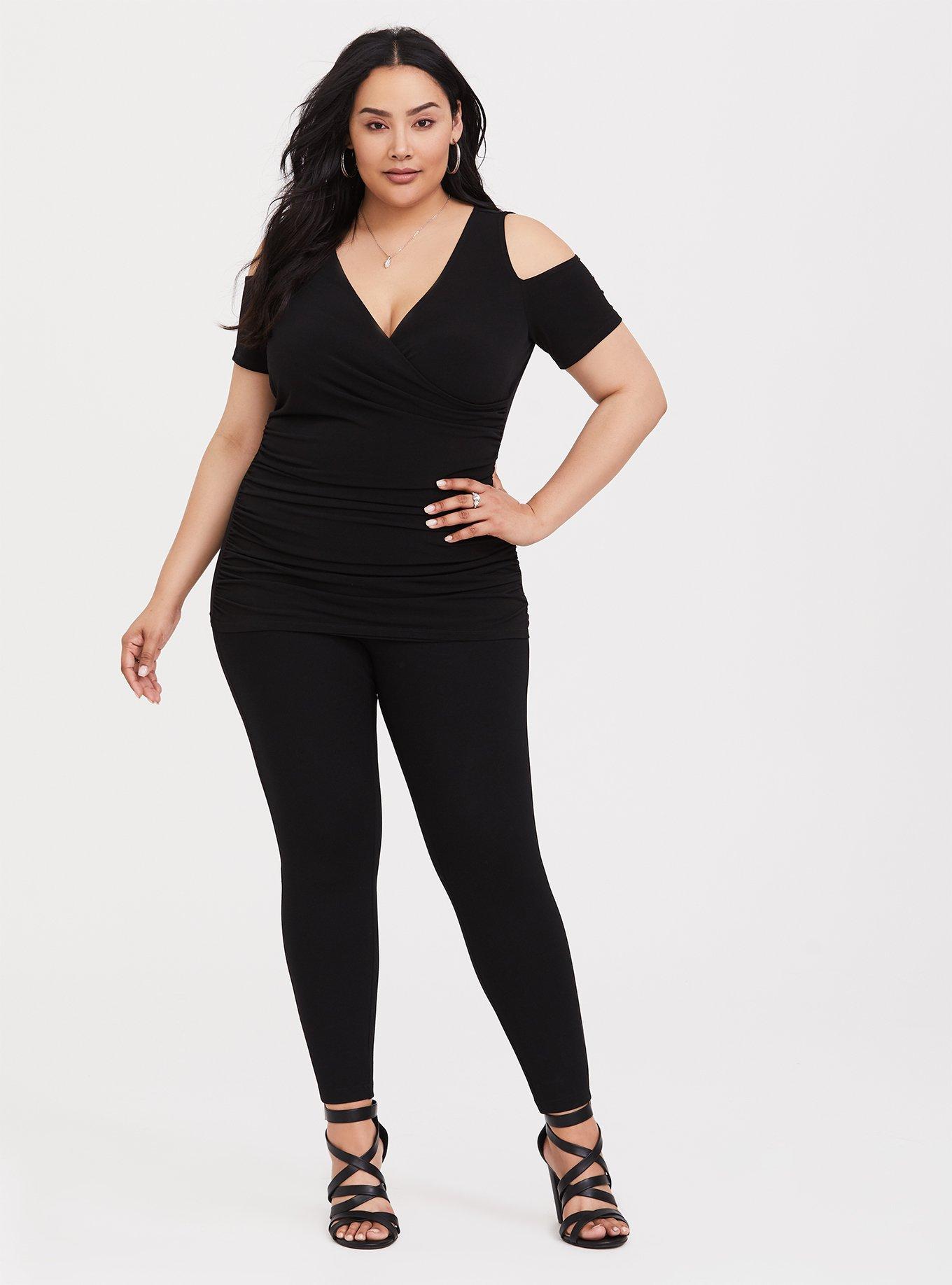 Studio Knit Cold Shoulder Top, DEEP BLACK, alternate