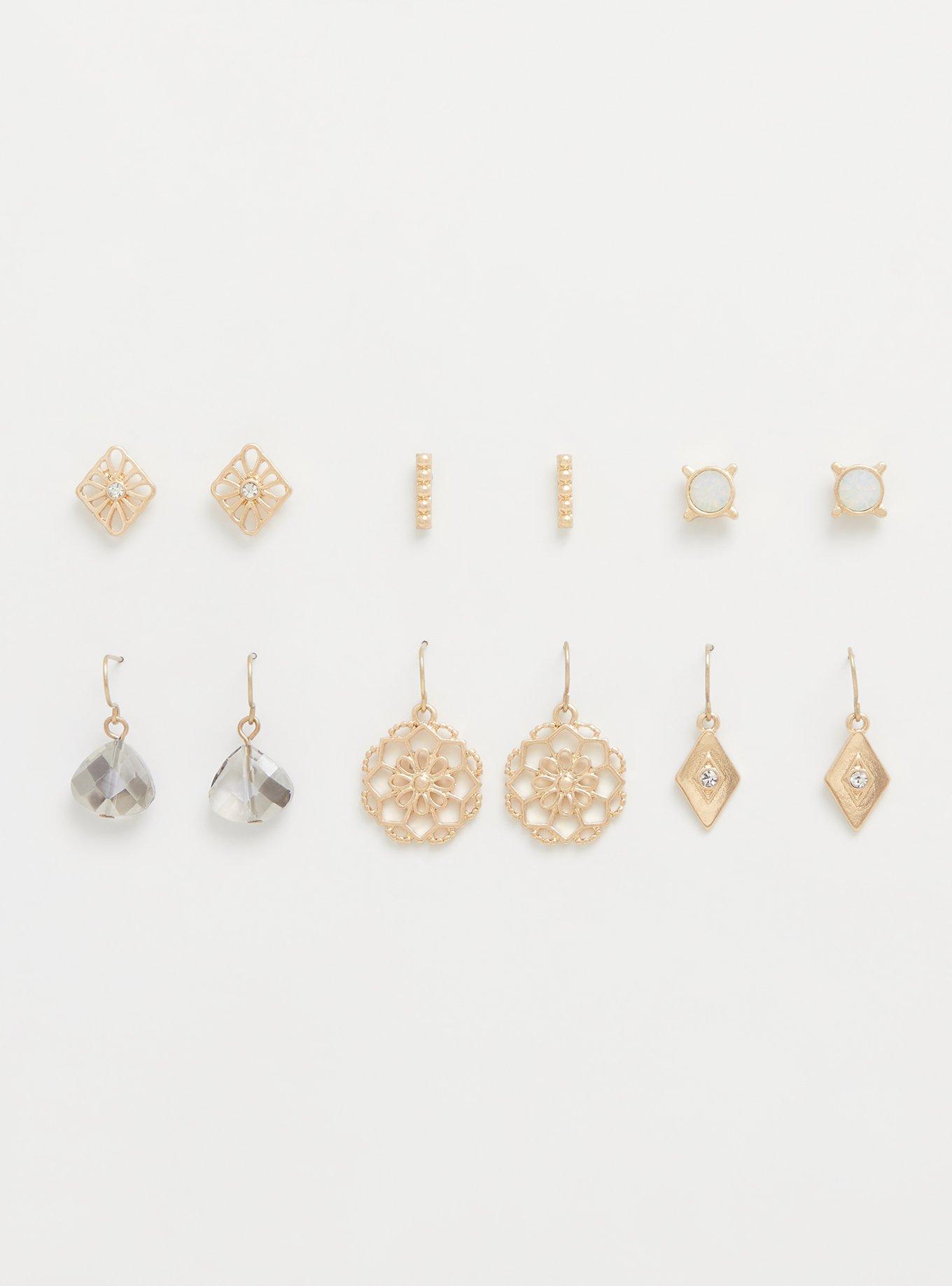 Plus Size - Gold-Tone Multi Earrings Set - Set of 6 - Torrid
