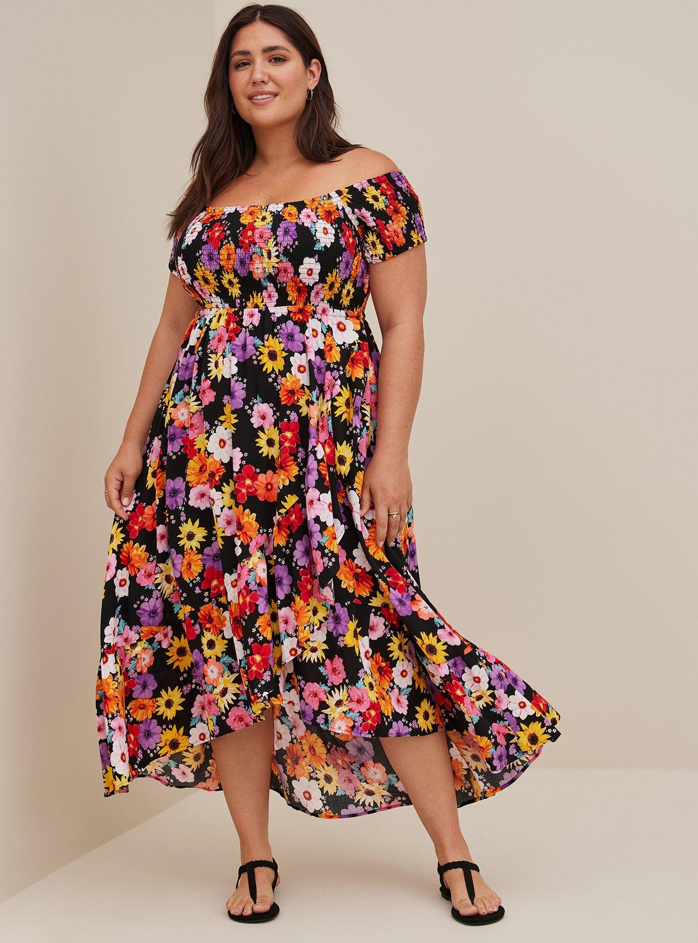 Plus Size - Maxi Challis Off-Shoulder Dress - Torrid