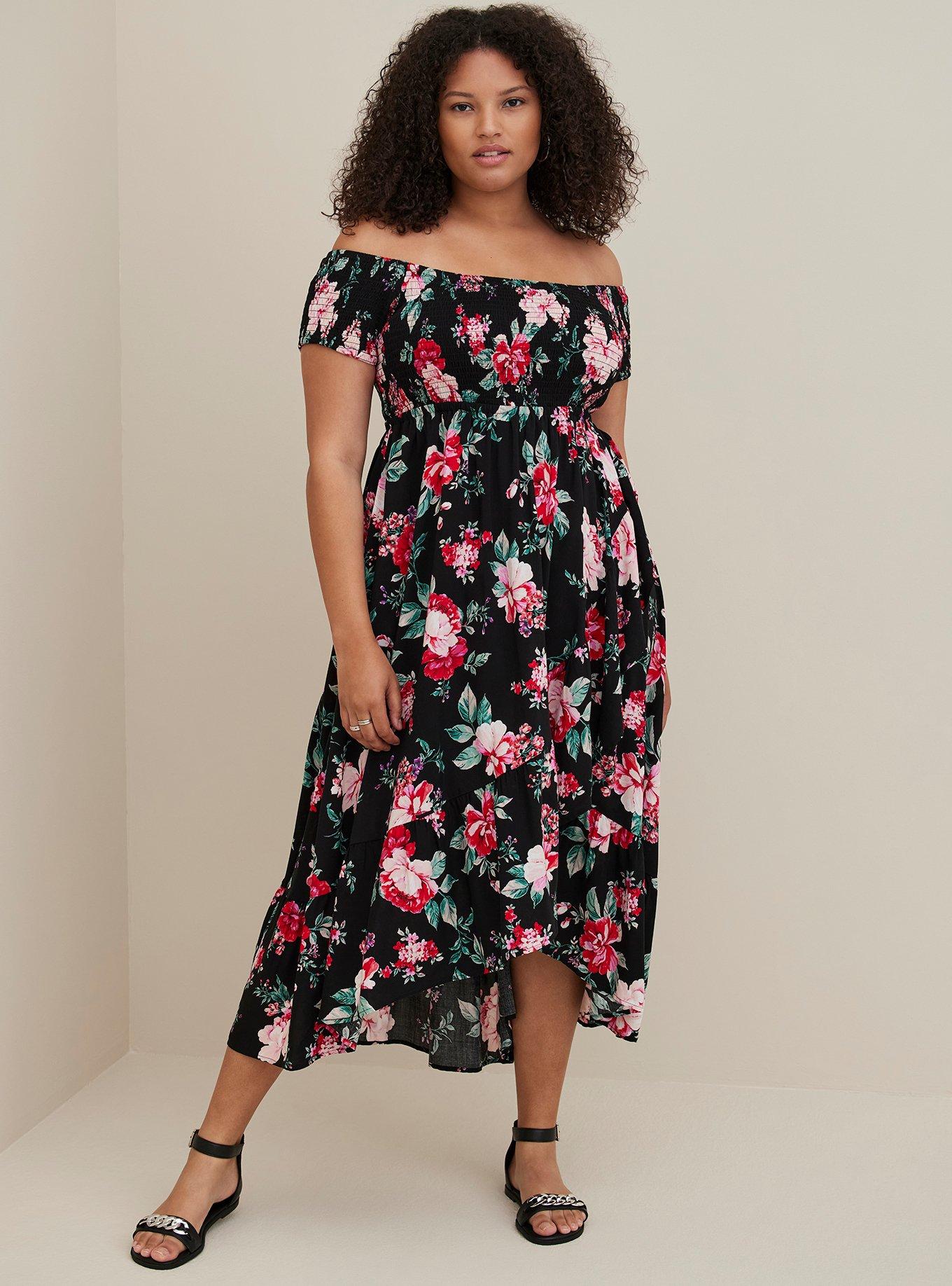 Torrid black outlet dress with flowers