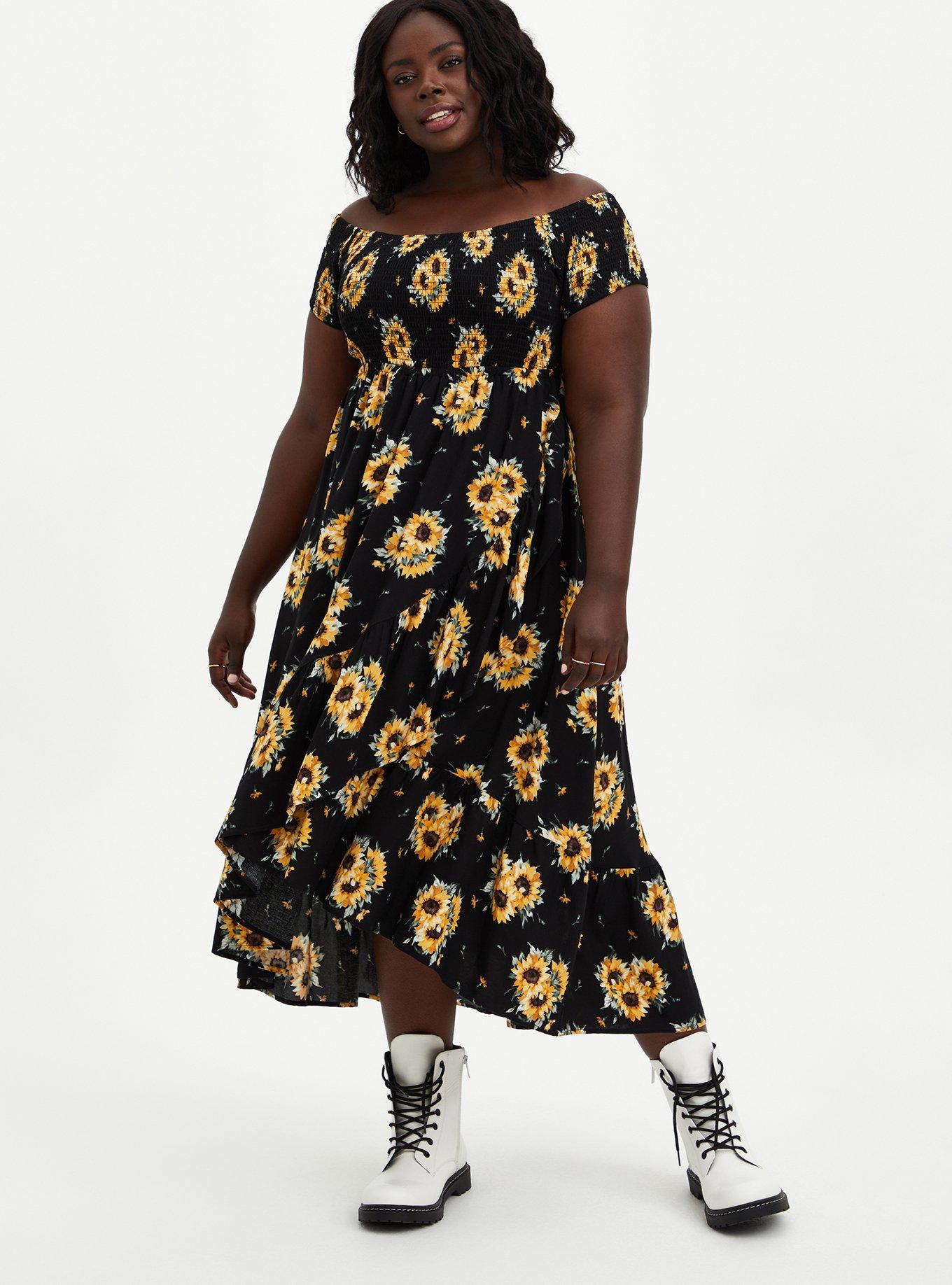 Plus Size - Maxi Challis Off-Shoulder Dress - Torrid