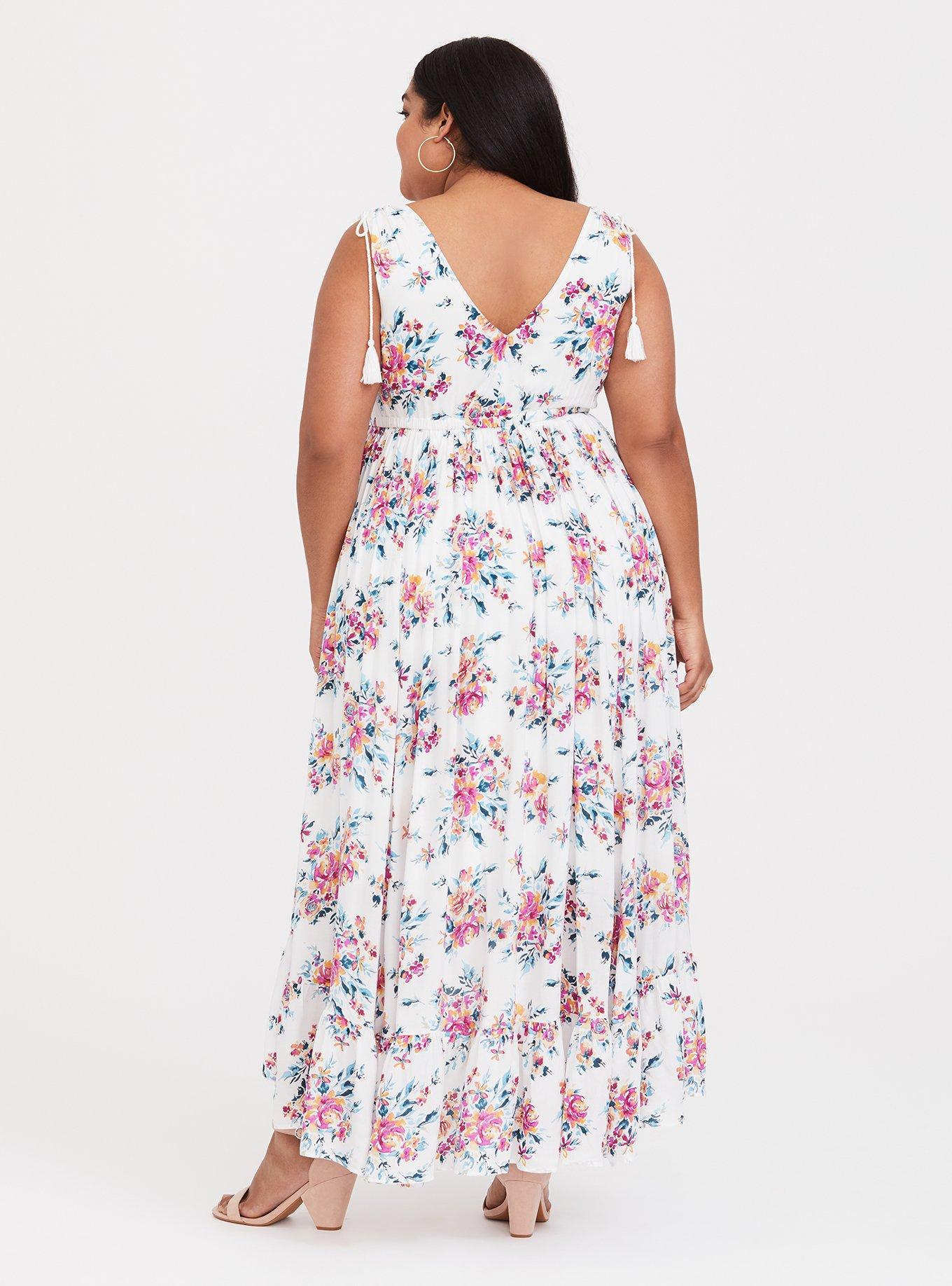 Plus Size - Ivory Floral Challis Goddess Maxi Dress - Torrid