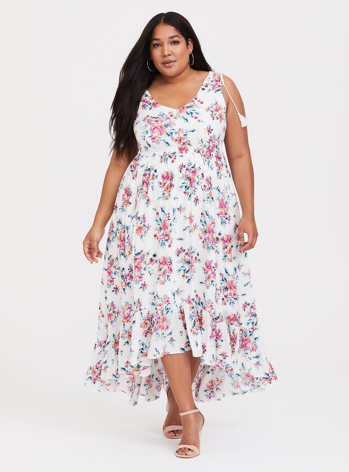 Plus Size - Ivory Floral Challis Goddess Maxi Dress - Torrid