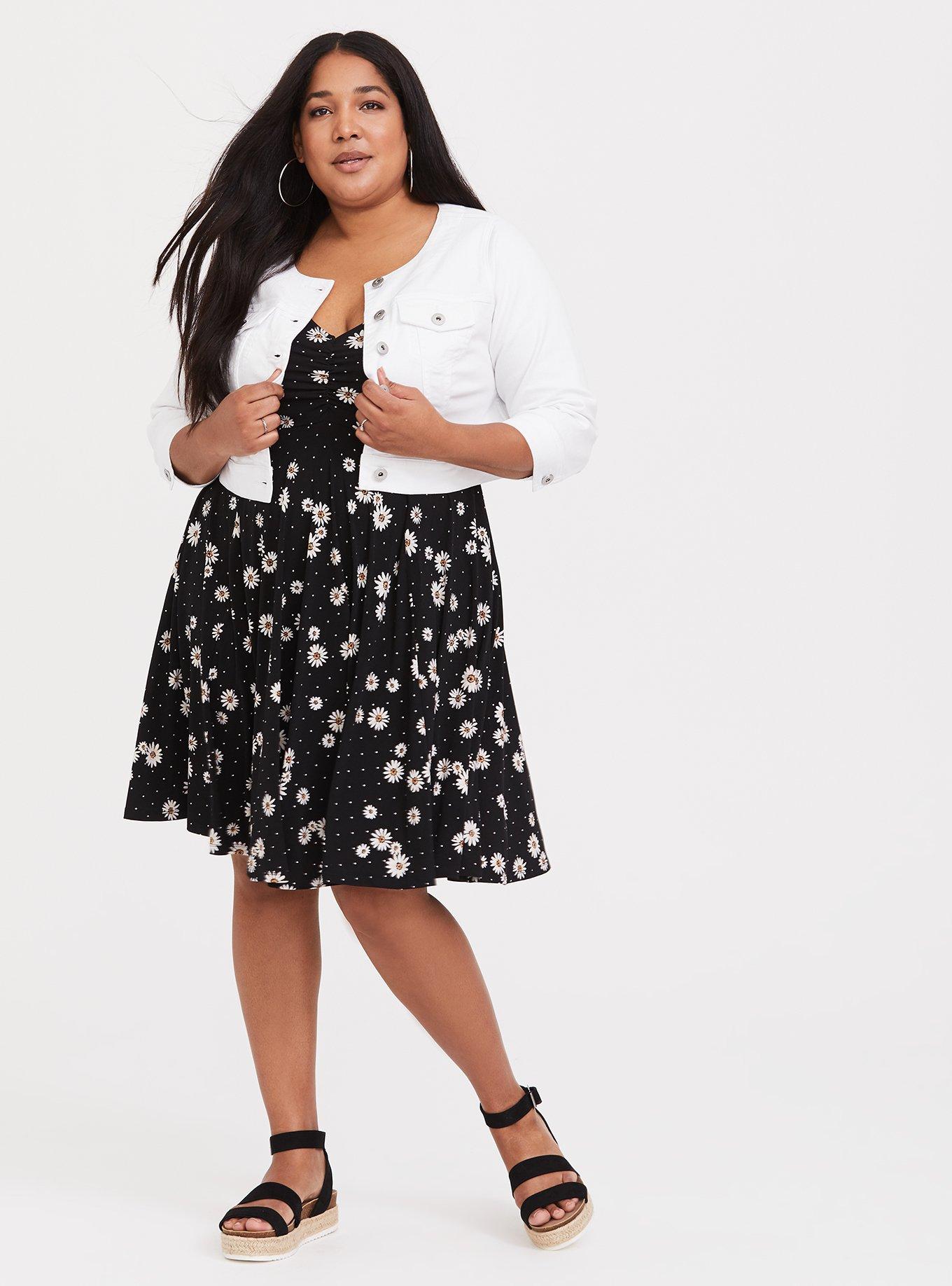 Black Floral & Dot Studio Knit Skater Dress, NONEC, alternate