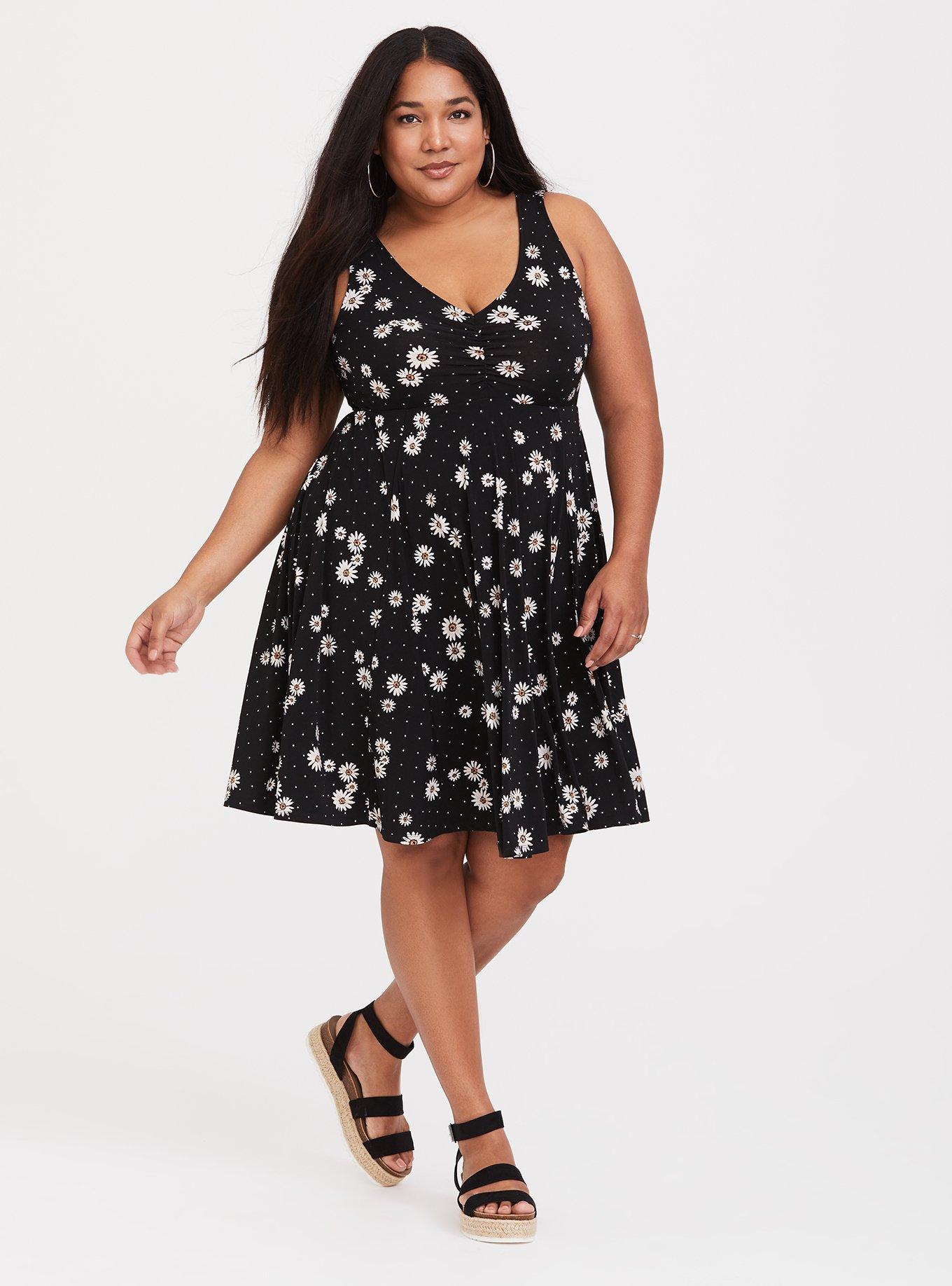 The Limited Short Sleeve Floral Pattern 90s Style Skater Dress