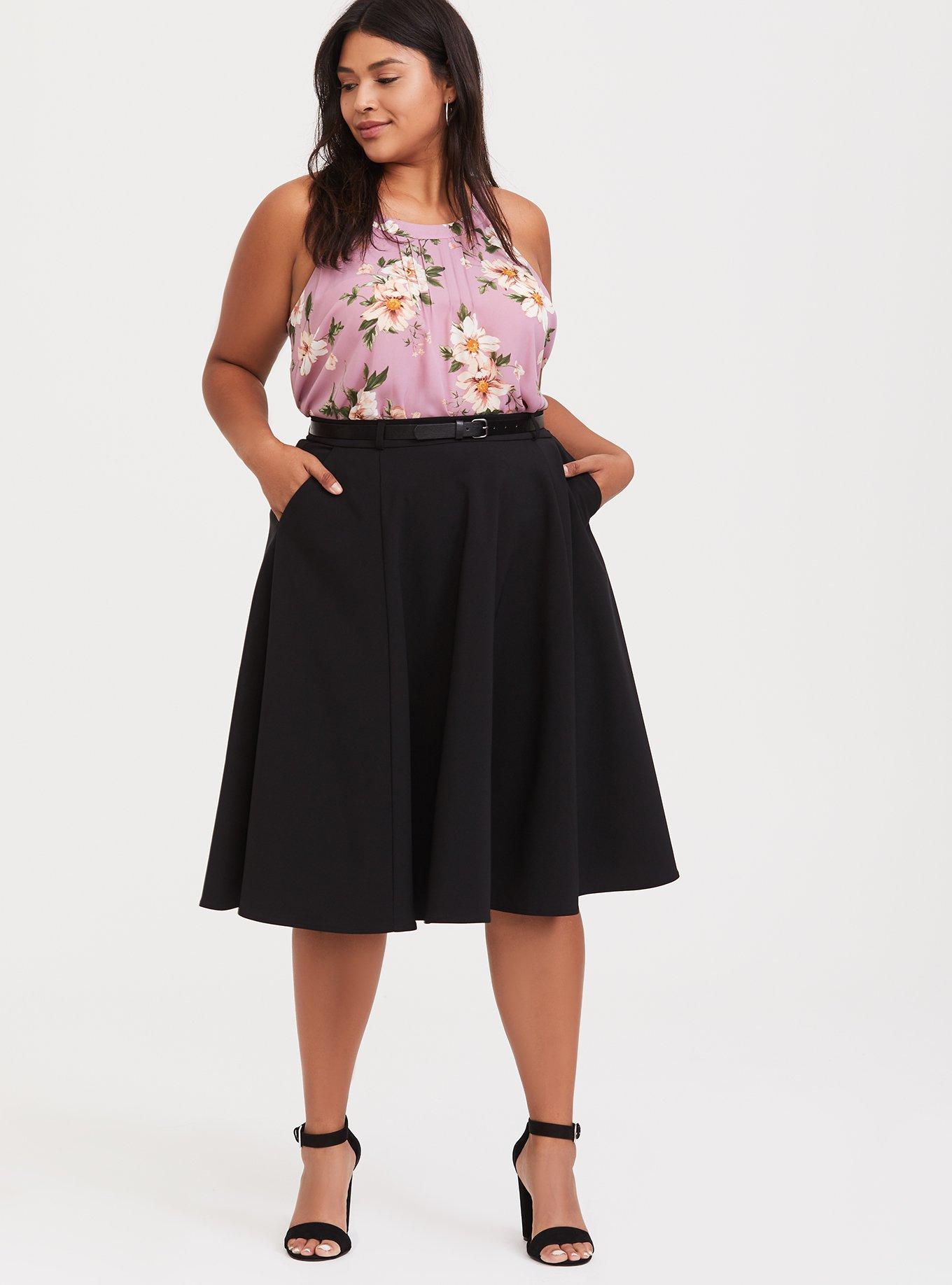 Plus size 2025 midi skater skirt