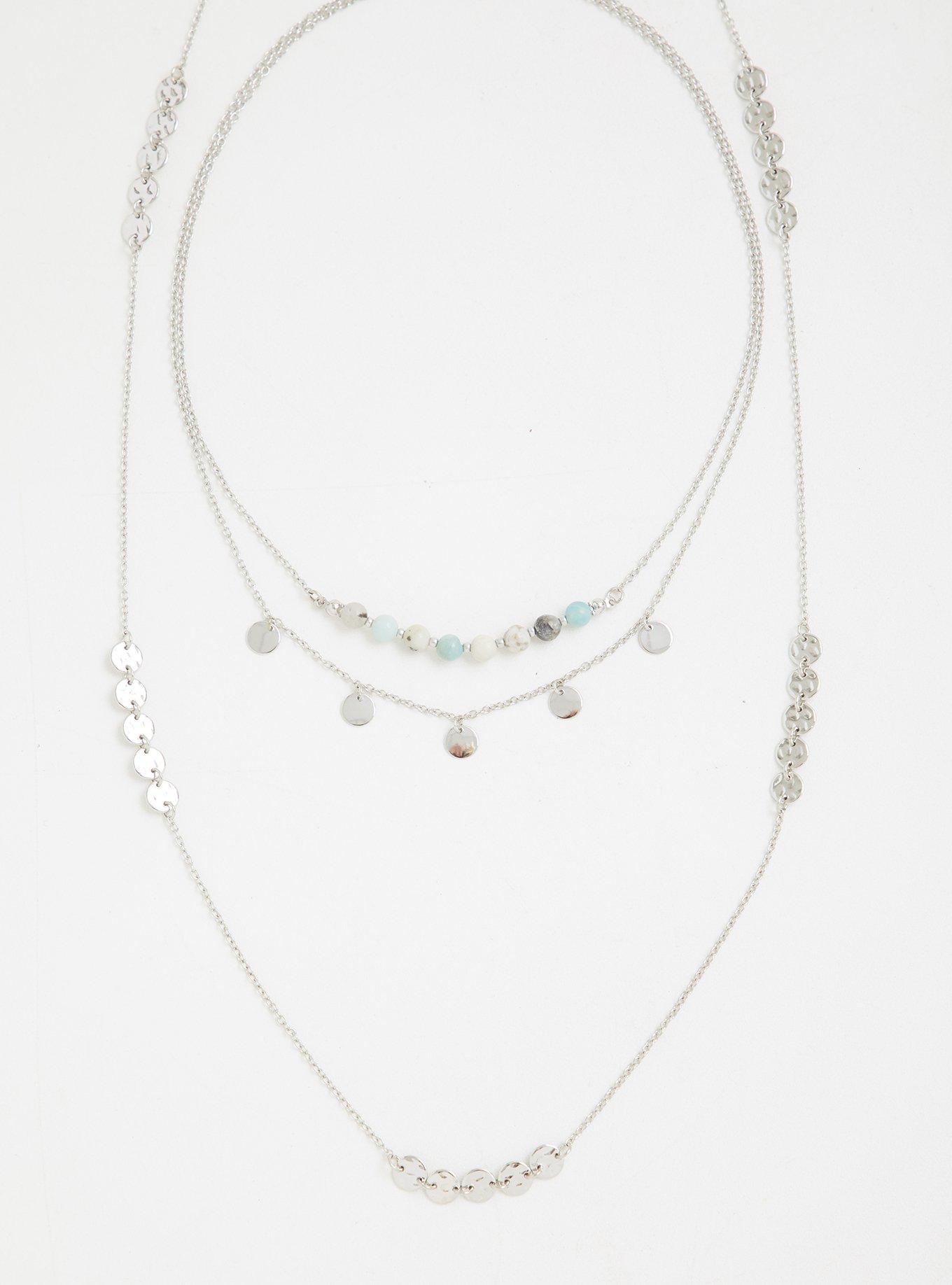 Bead and Disc Layer Necklace - Set of 2, , alternate