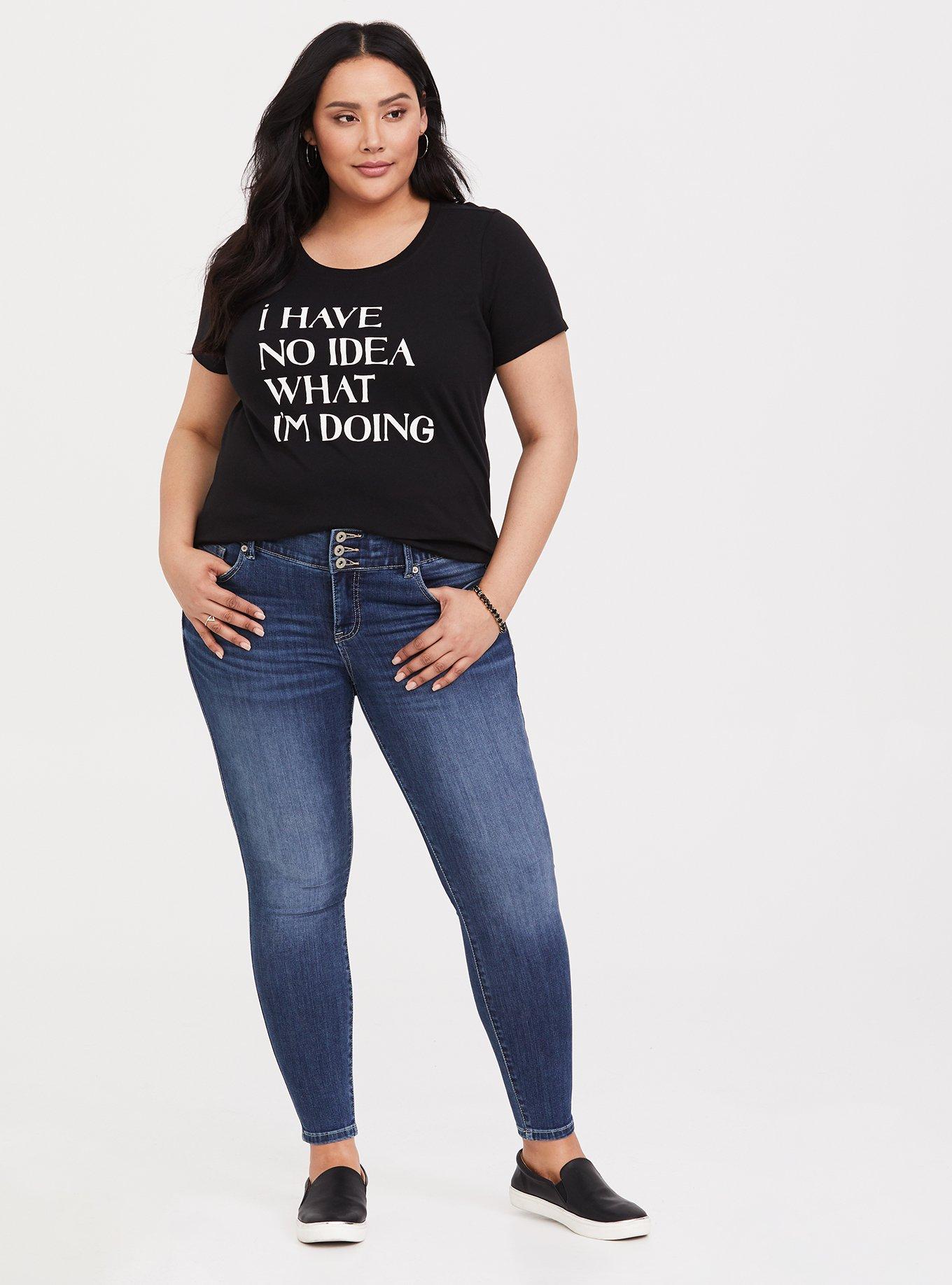 Plus Size No Idea Black Slim Fit Crew Tee, DEEP BLACK, alternate