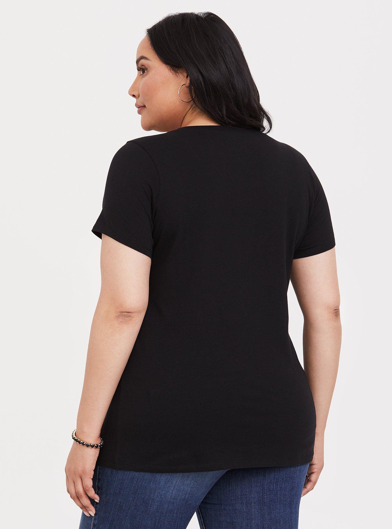 Plus Size No Idea Black Slim Fit Crew Tee, DEEP BLACK, alternate