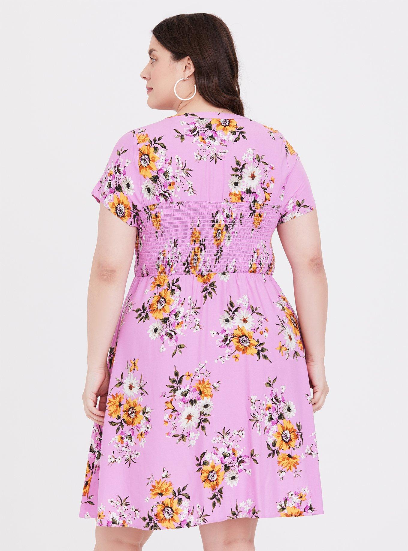 Plus Size - Pink Floral Challis Shirt Dress - Torrid