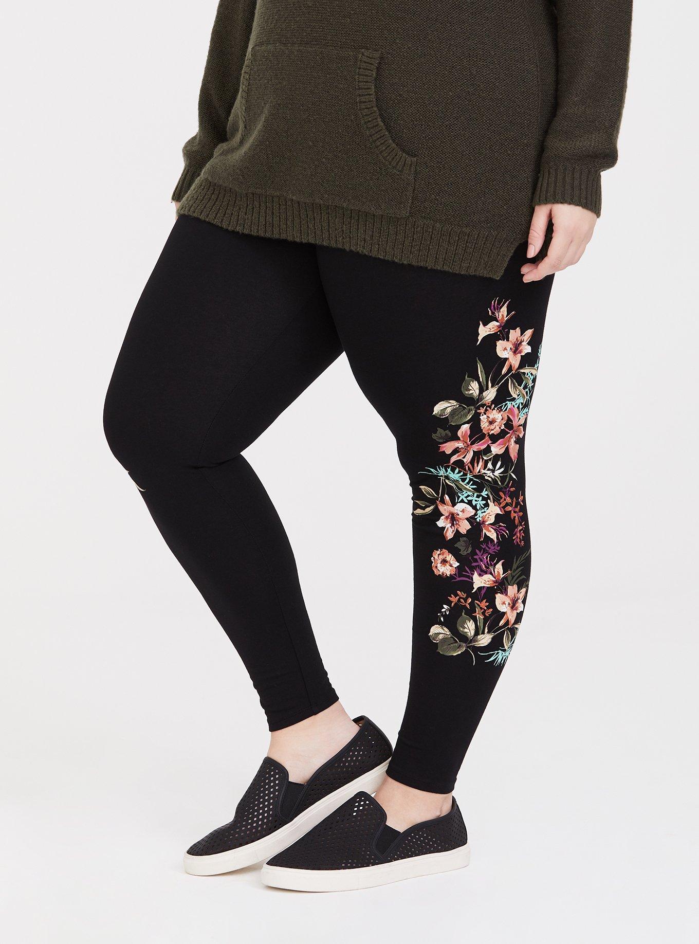 Torrid Floral Black Leggings Size 3X Plus (3) (Plus) - 47% off