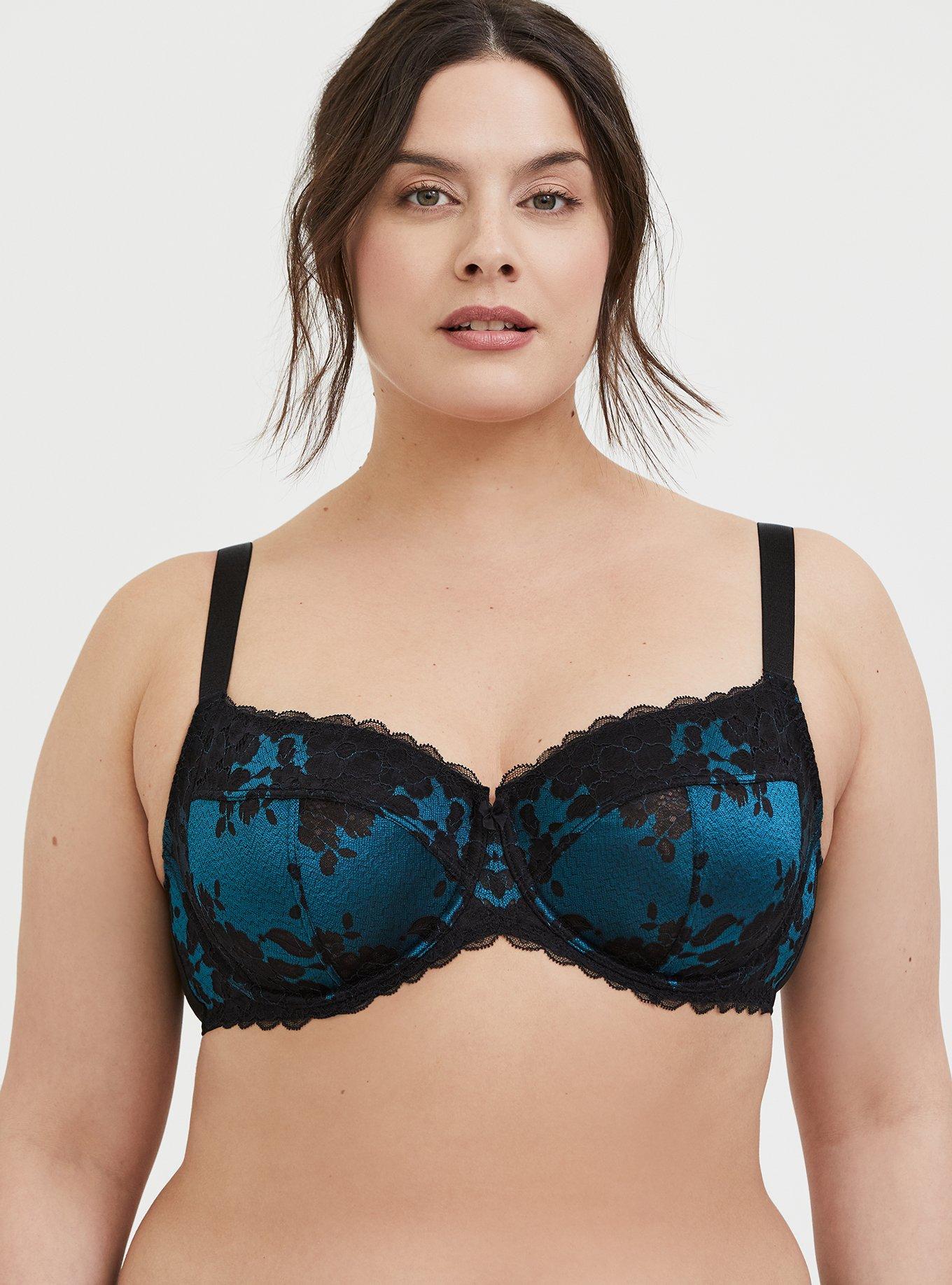 Plus Size - Full-Coverage Unlined Two Tone Lace Ballet Back Bra - Torrid