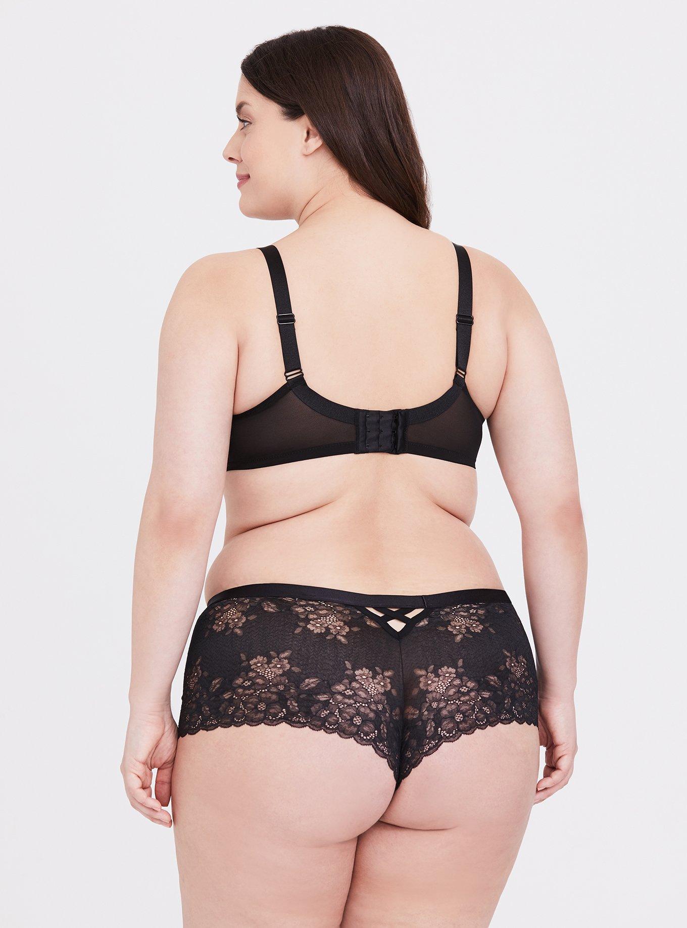 Plus Size - Full-Coverage Unlined Two Tone Lace Ballet Back Bra