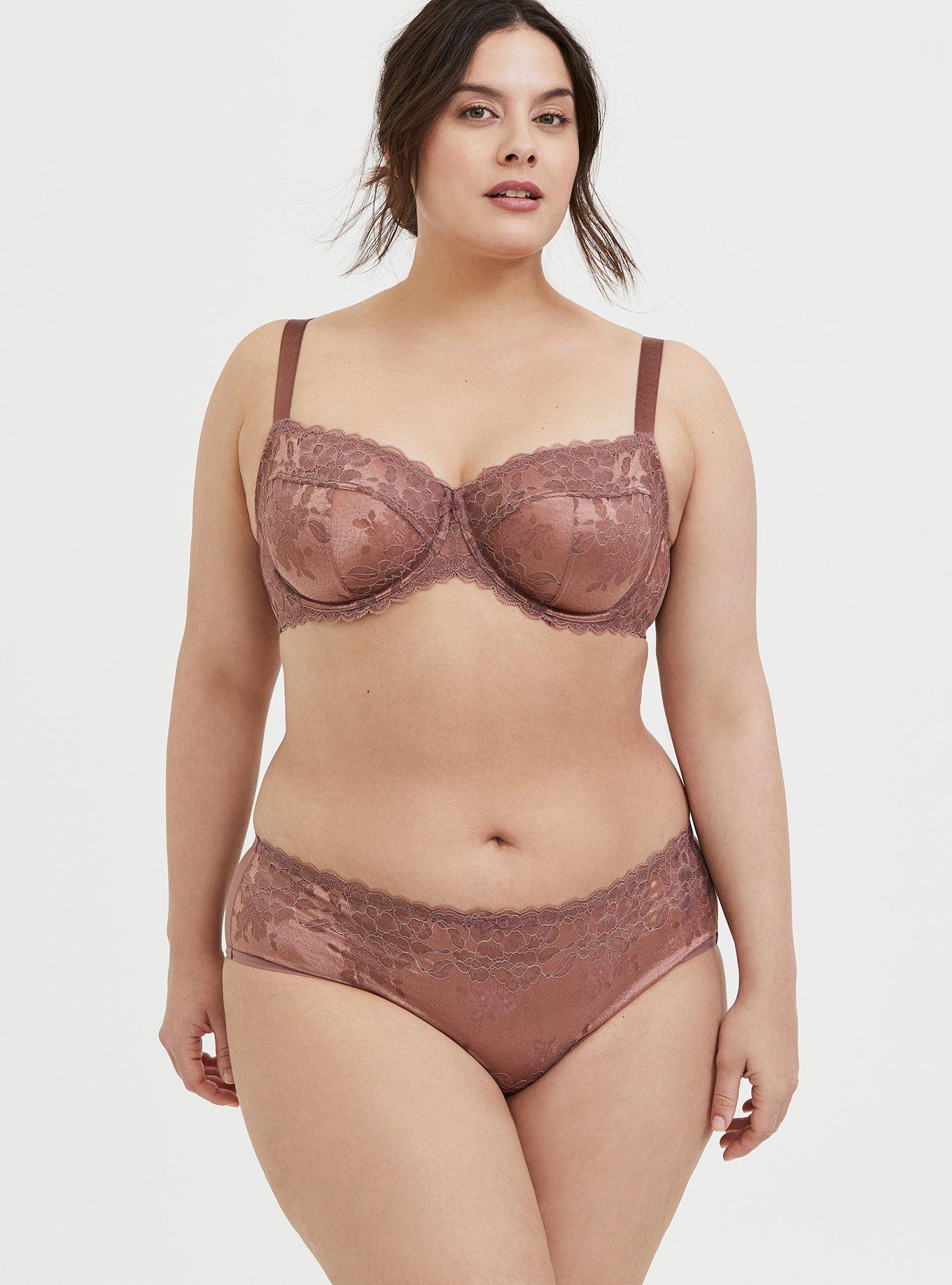 Plus Size - Full-Coverage Unlined Two Tone Lace Ballet Back Bra