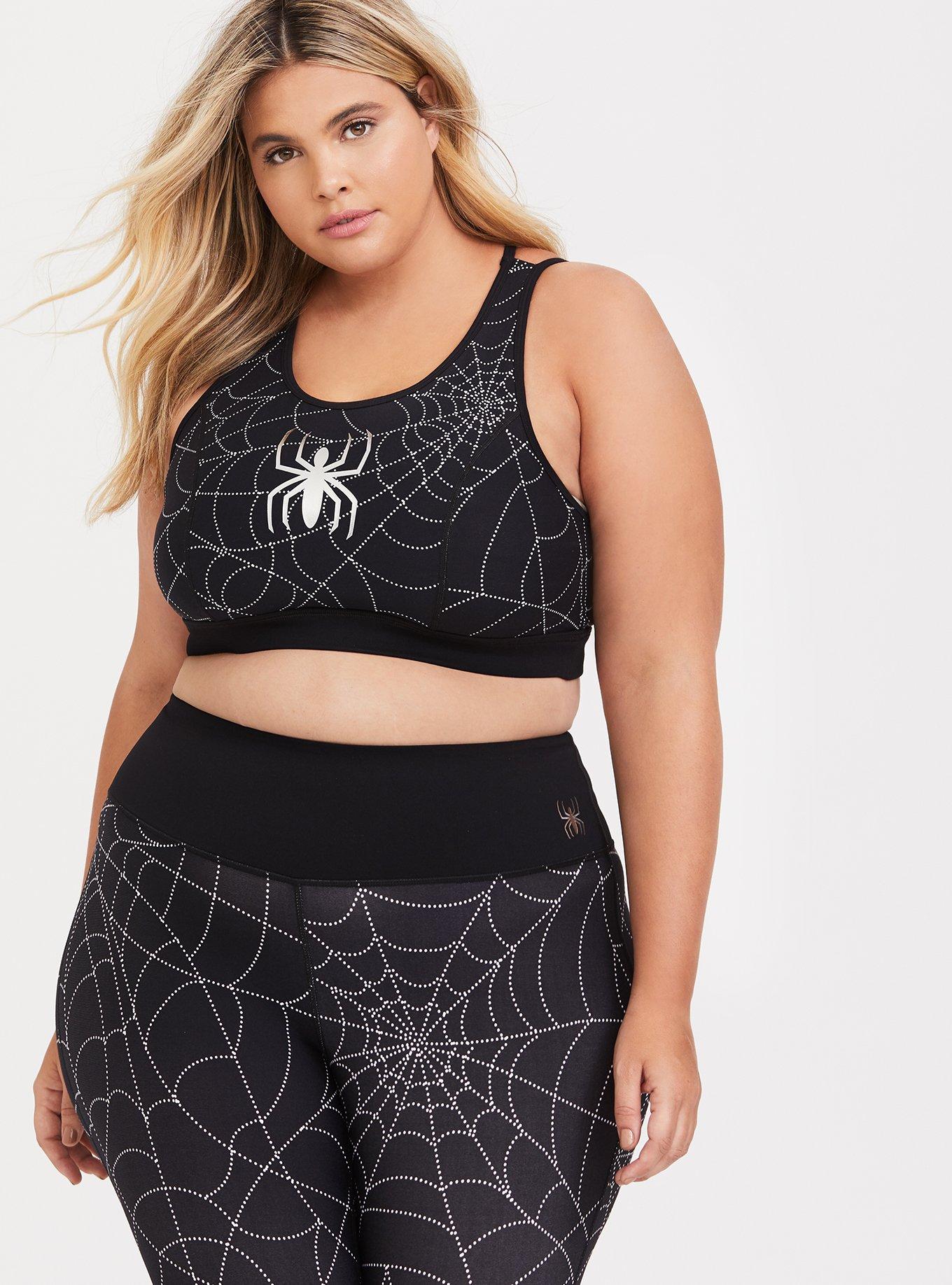 Plus Size Her Universe Spider-Man Black Strappy Sports Bra, DEEP BLACK, alternate