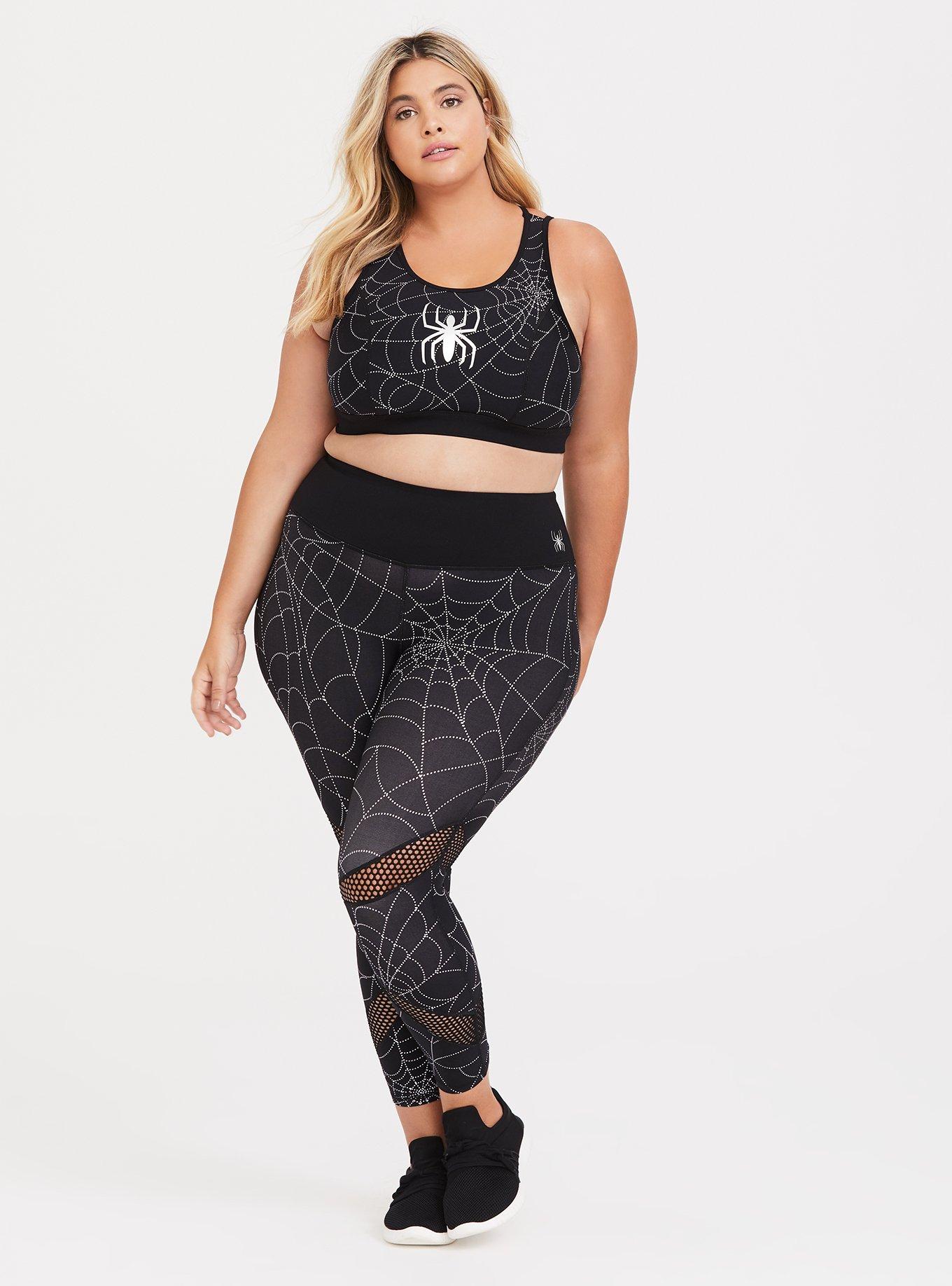 Plus Size Her Universe Spider-Man Black Strappy Sports Bra, DEEP BLACK, alternate