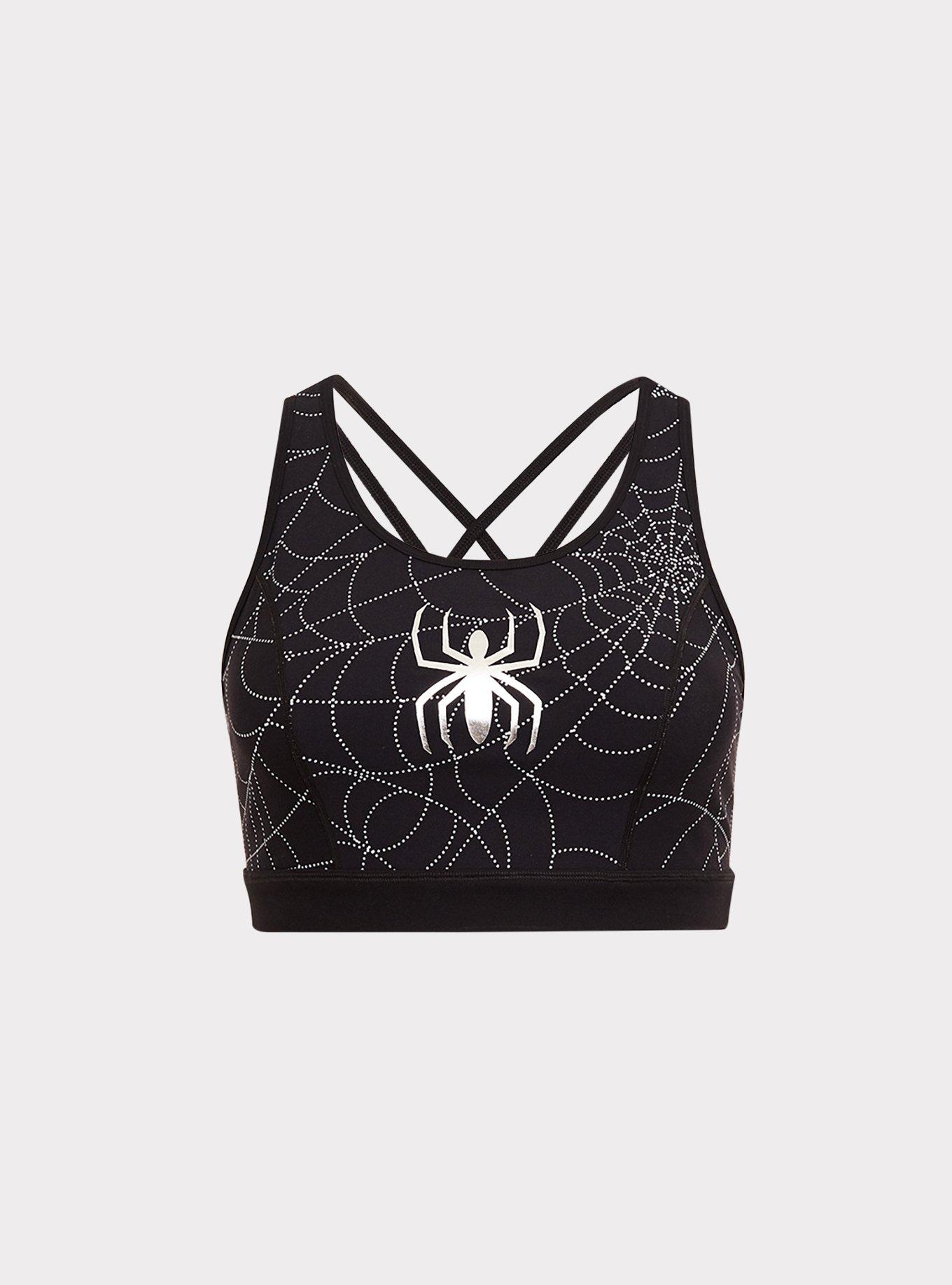 Plus Size - Her Universe Spider-Man Black Strappy Sports Bra - Torrid