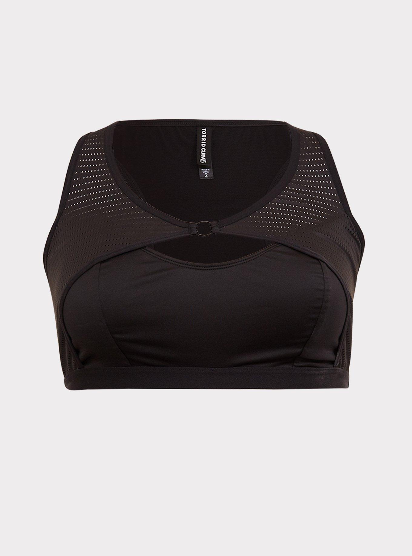 Black Front Keyhole Racerback Bralette, , hi-res