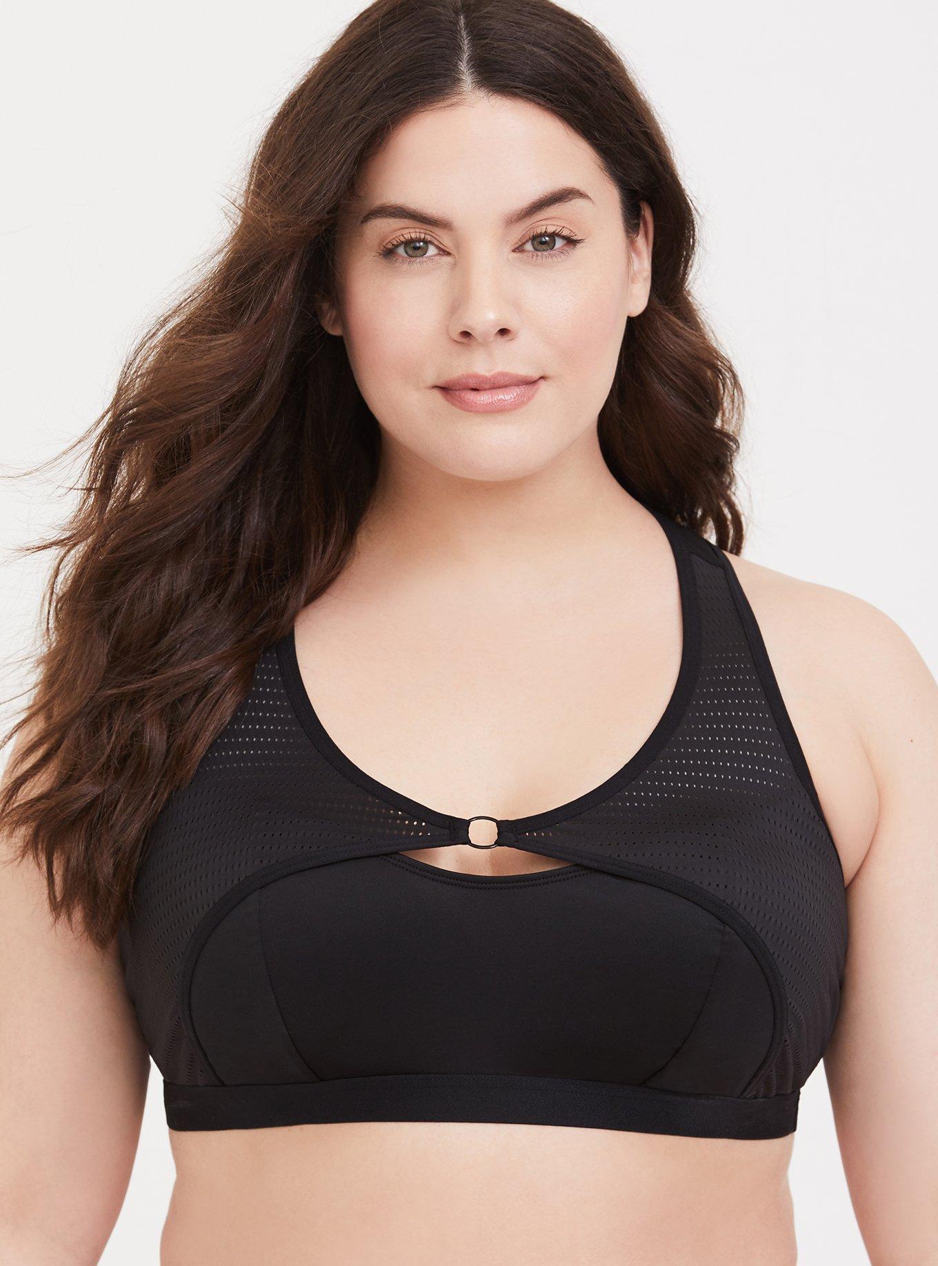 Black Front Keyhole Racerback Bralette, , hi-res