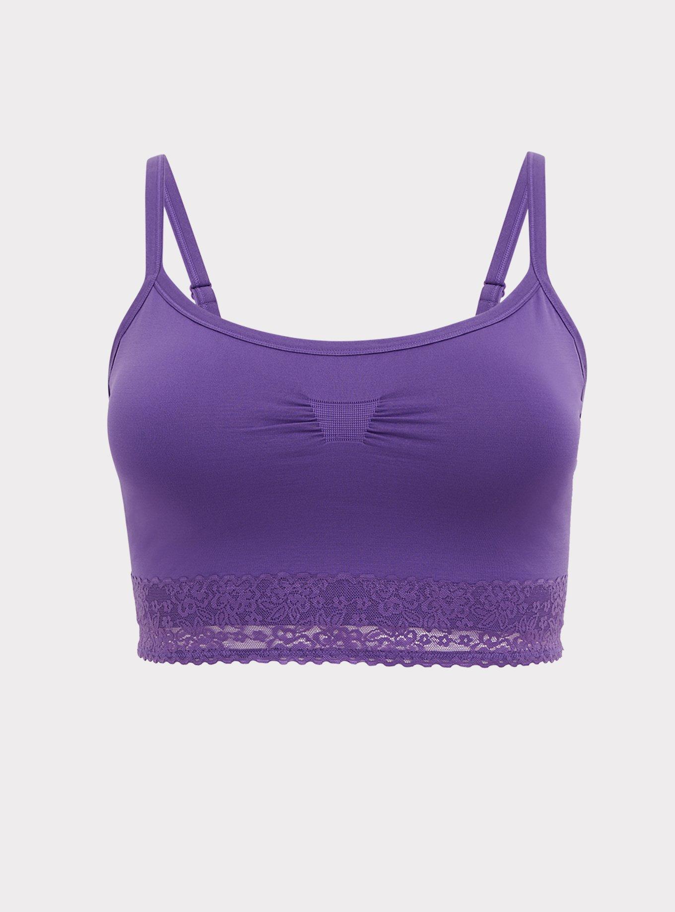 Lightly Lined Seamless Lace Band Bralette, CRYSTAL BALL PURPLE, hi-res