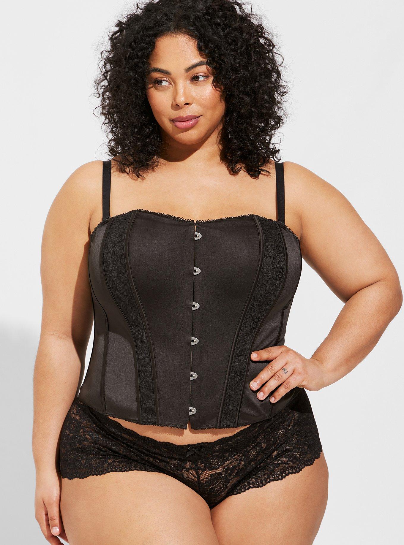 Plus Size - Satin Corset With Hook Front - Torrid