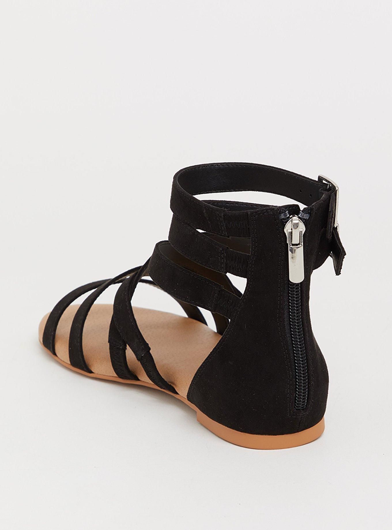 Plus Size Double Strap Gladiator Sandal (WW), BLACK, alternate