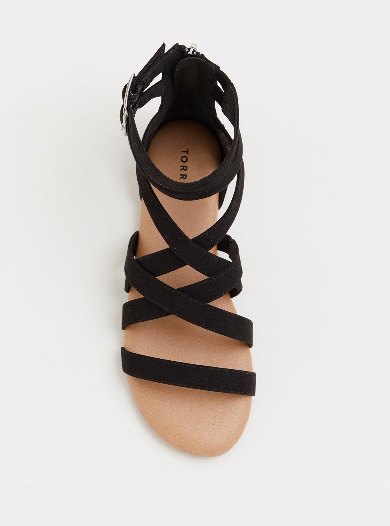 Plus Size Double Strap Gladiator Sandal (WW), BLACK, alternate