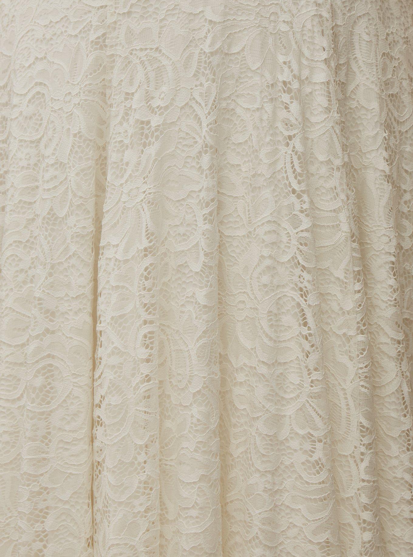 Ivory Lace Tea-Length Wedding Dress , CLOUD DANCER, alternate