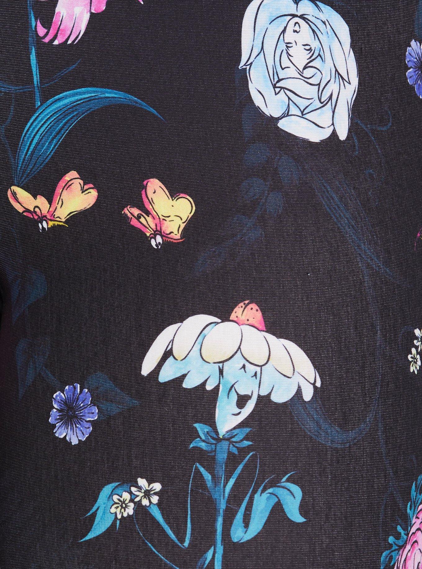 Disney Alice In Wonderland Black Floral Crop Legging, MULTI, alternate
