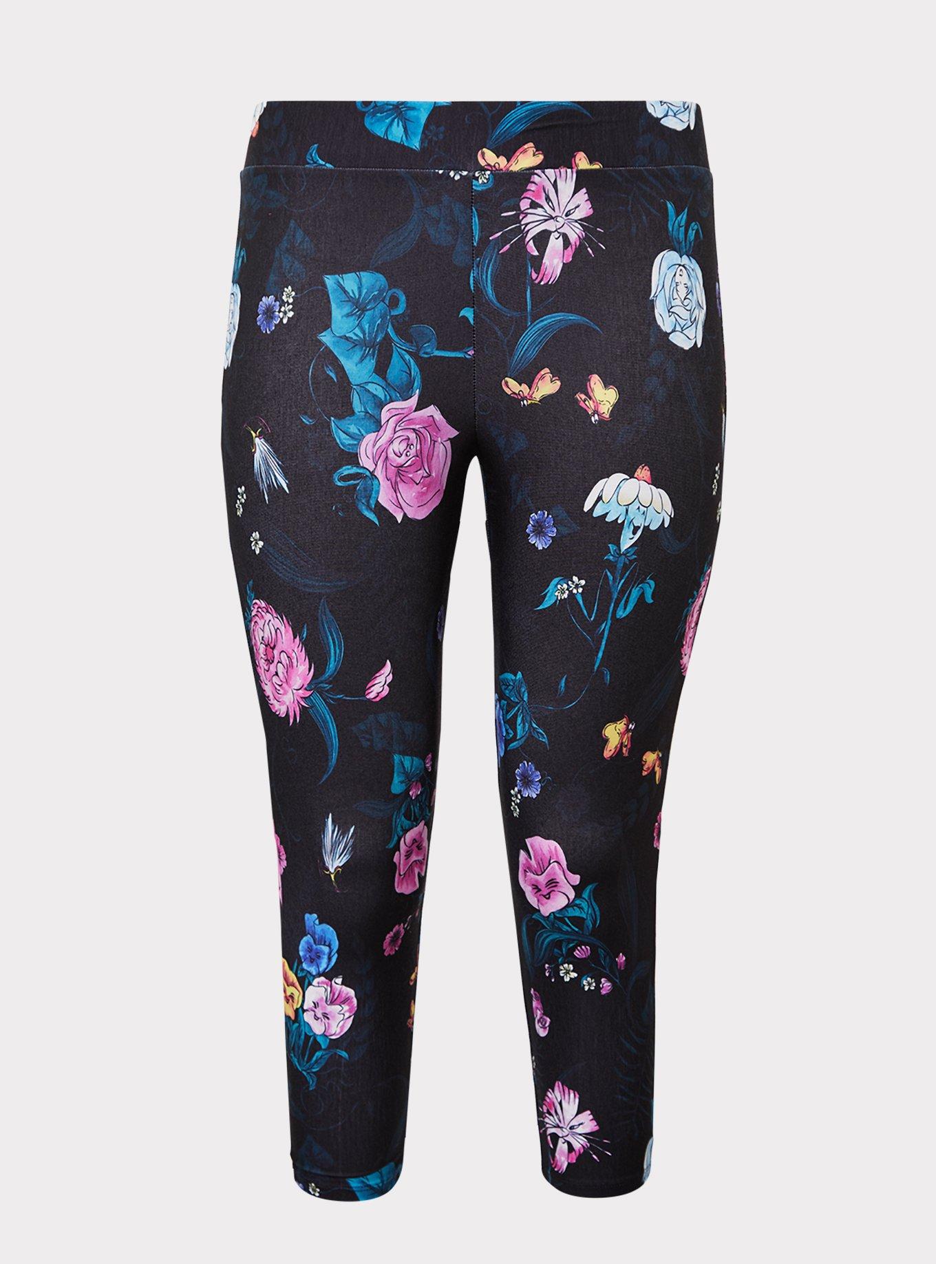 Disney Alice In Wonderland Black Floral Crop Legging, MULTI, hi-res
