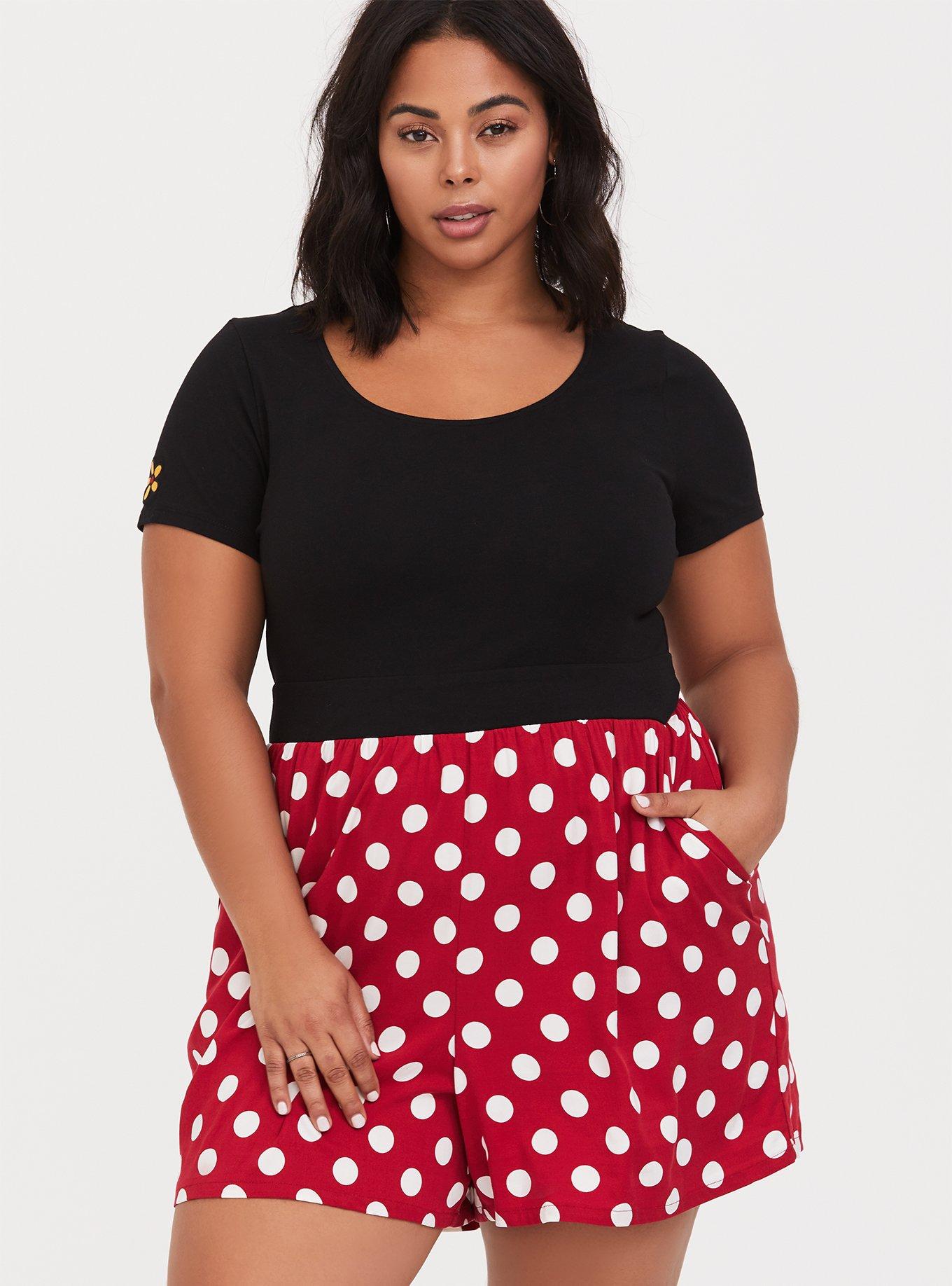 High Waisted Leggings - Red & White Polka Dot Minnie