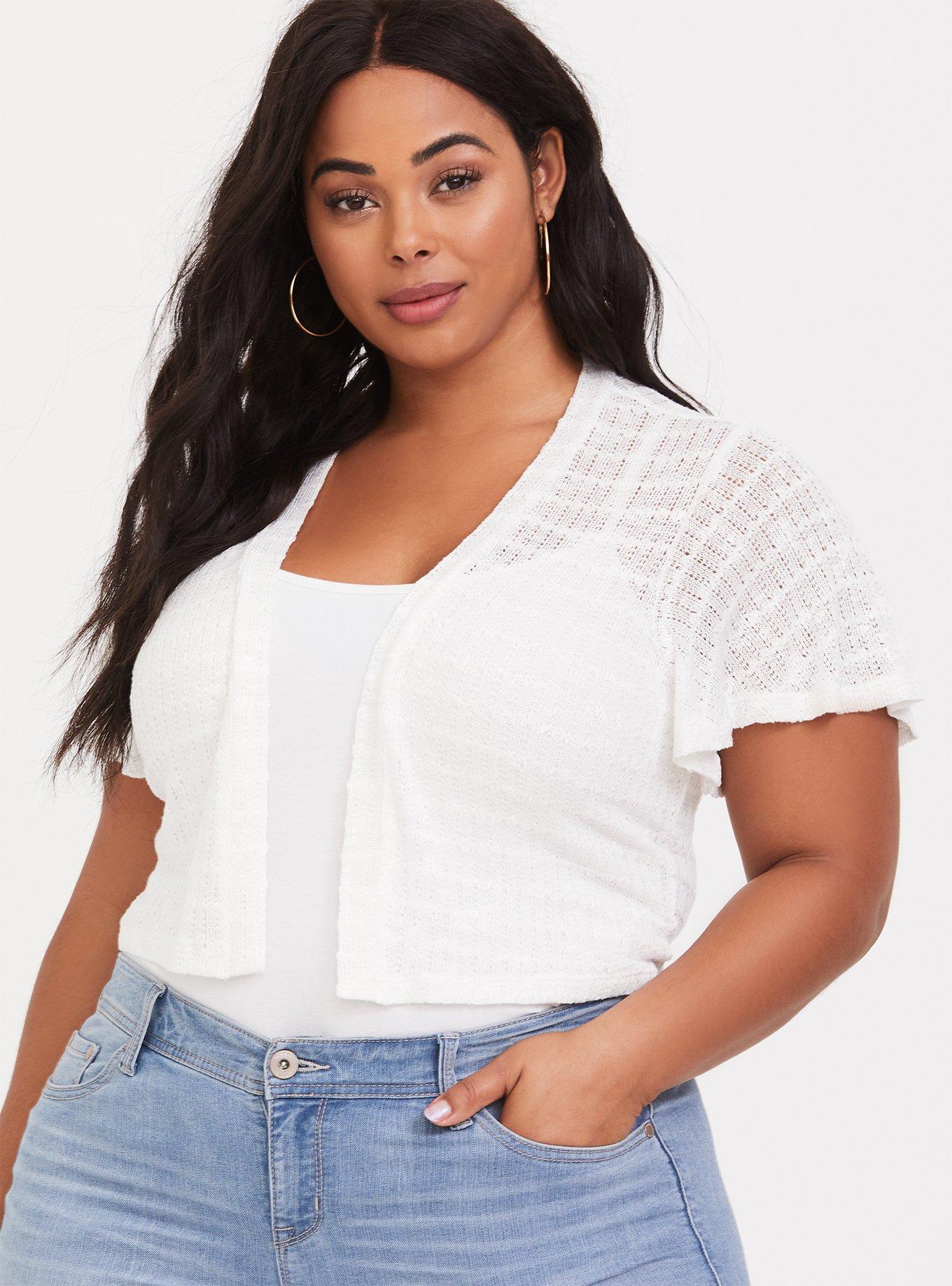 Plus size store ivory shrug