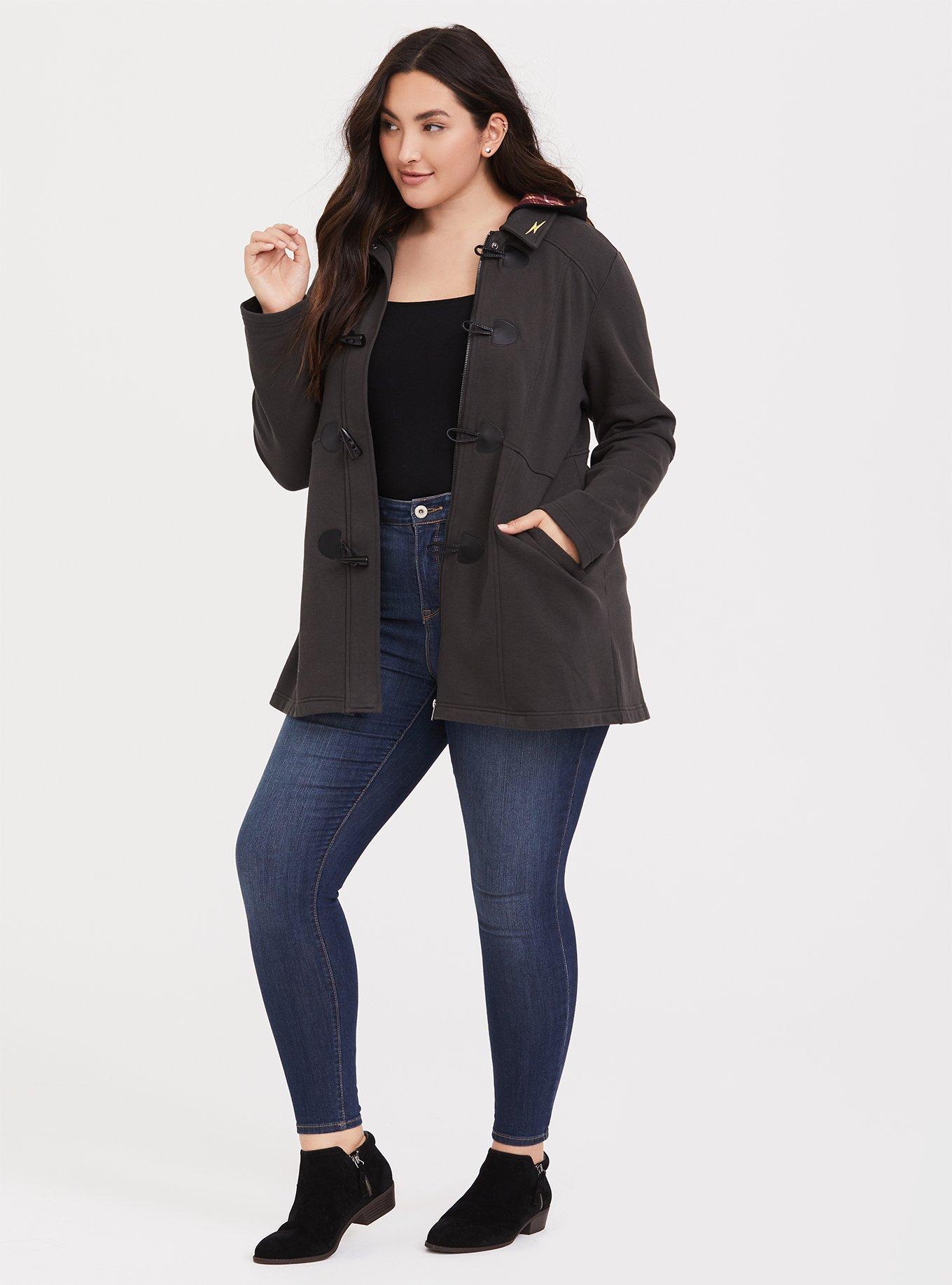 Torrid Gray Toggle order Front Hooded Peacoat