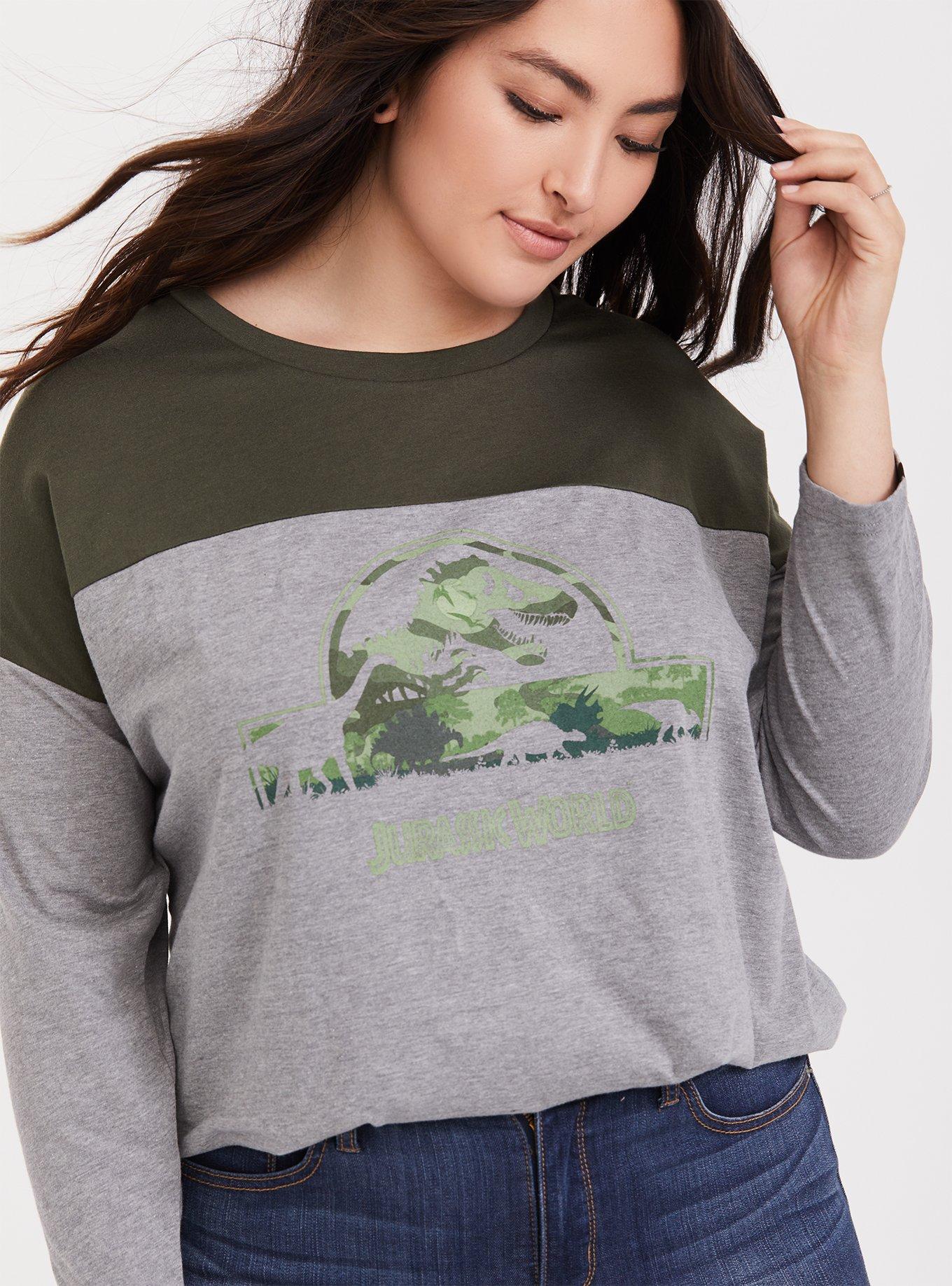 Jurassic Park Grey & Olive Green Long Sleeve Top, DEEP DEPTHS, alternate