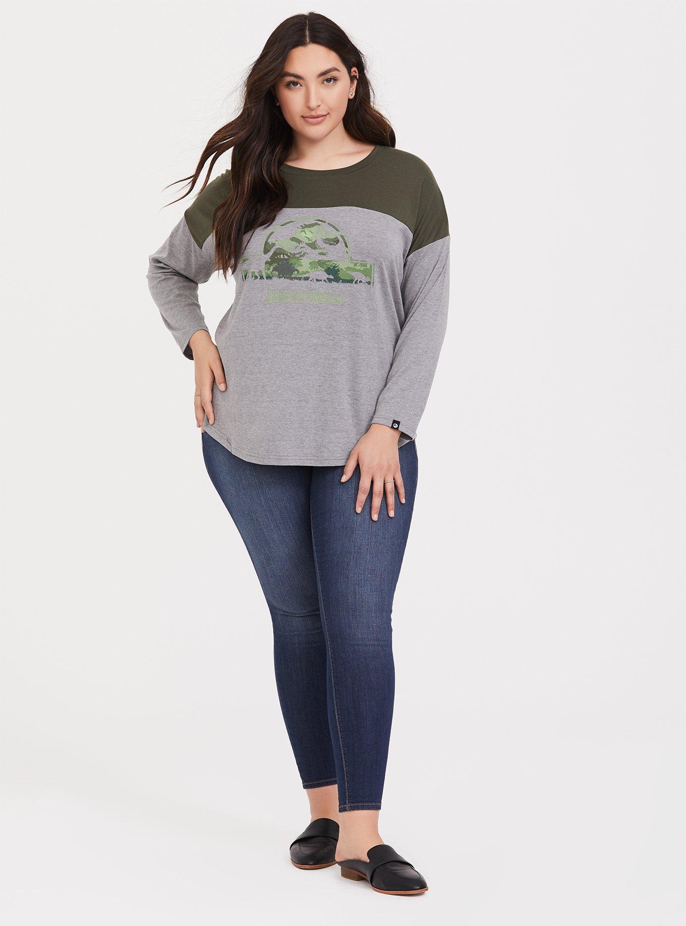 Jurassic Park Grey & Olive Green Long Sleeve Top, DEEP DEPTHS, alternate